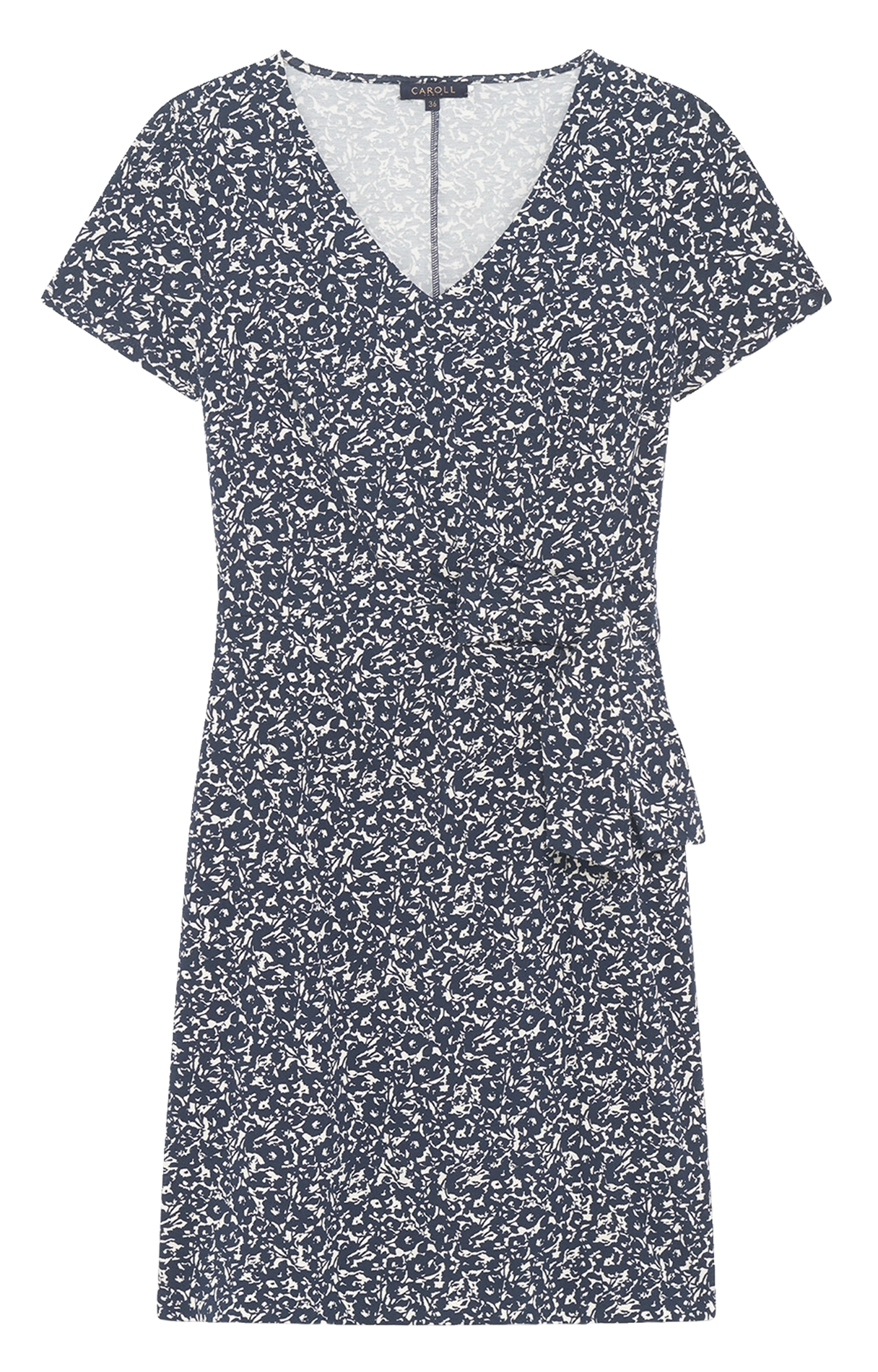 Korte jurk met V-hals en print CAROLL Blue