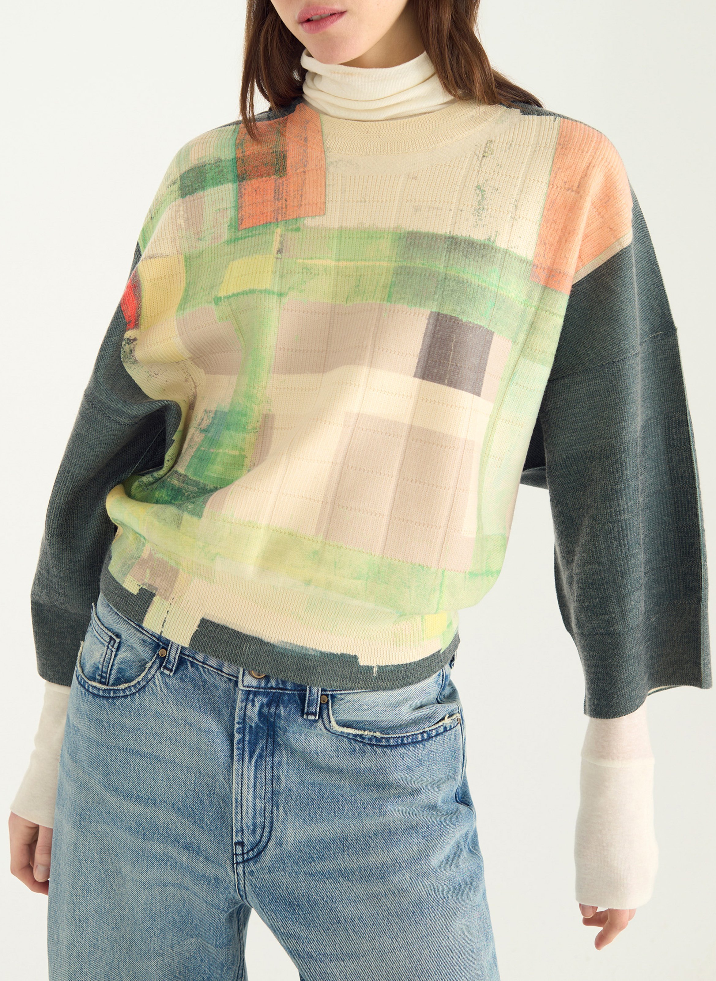 Pull oversize col rond COTELAC Vert