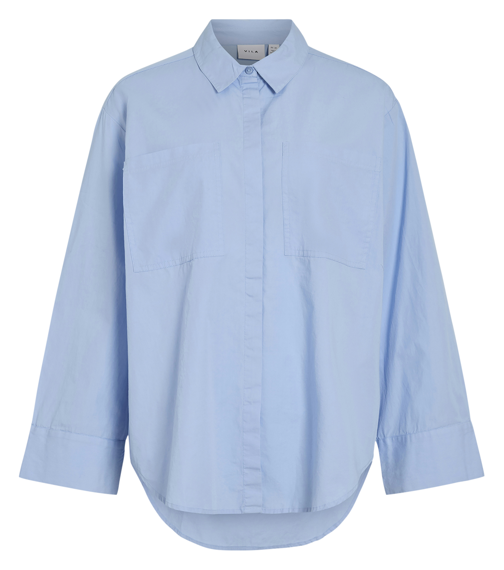 Chemise col classique en coton VILA Bleu