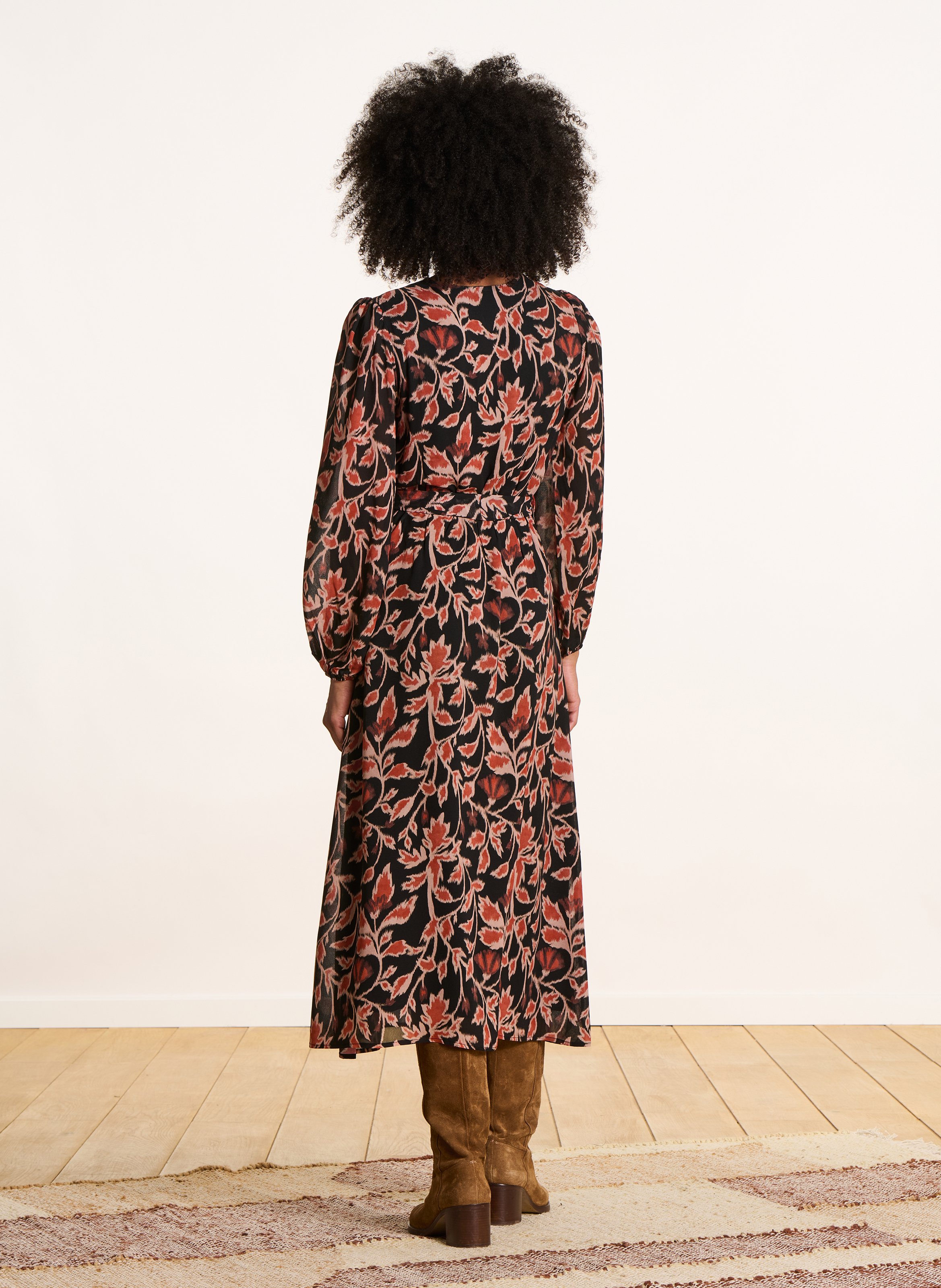 Long V-neck dress LA FEE MARABOUTEE Multicolored