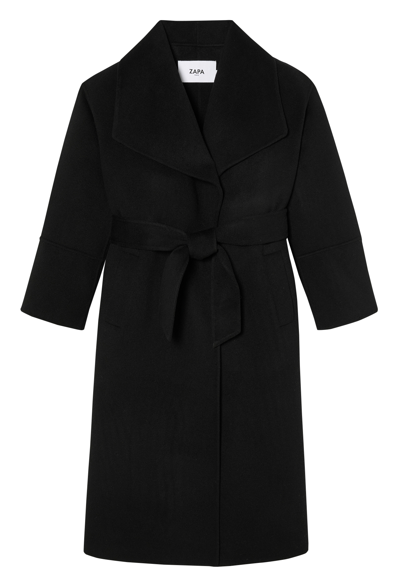 Belted mid-length coat plain ZAPA Black