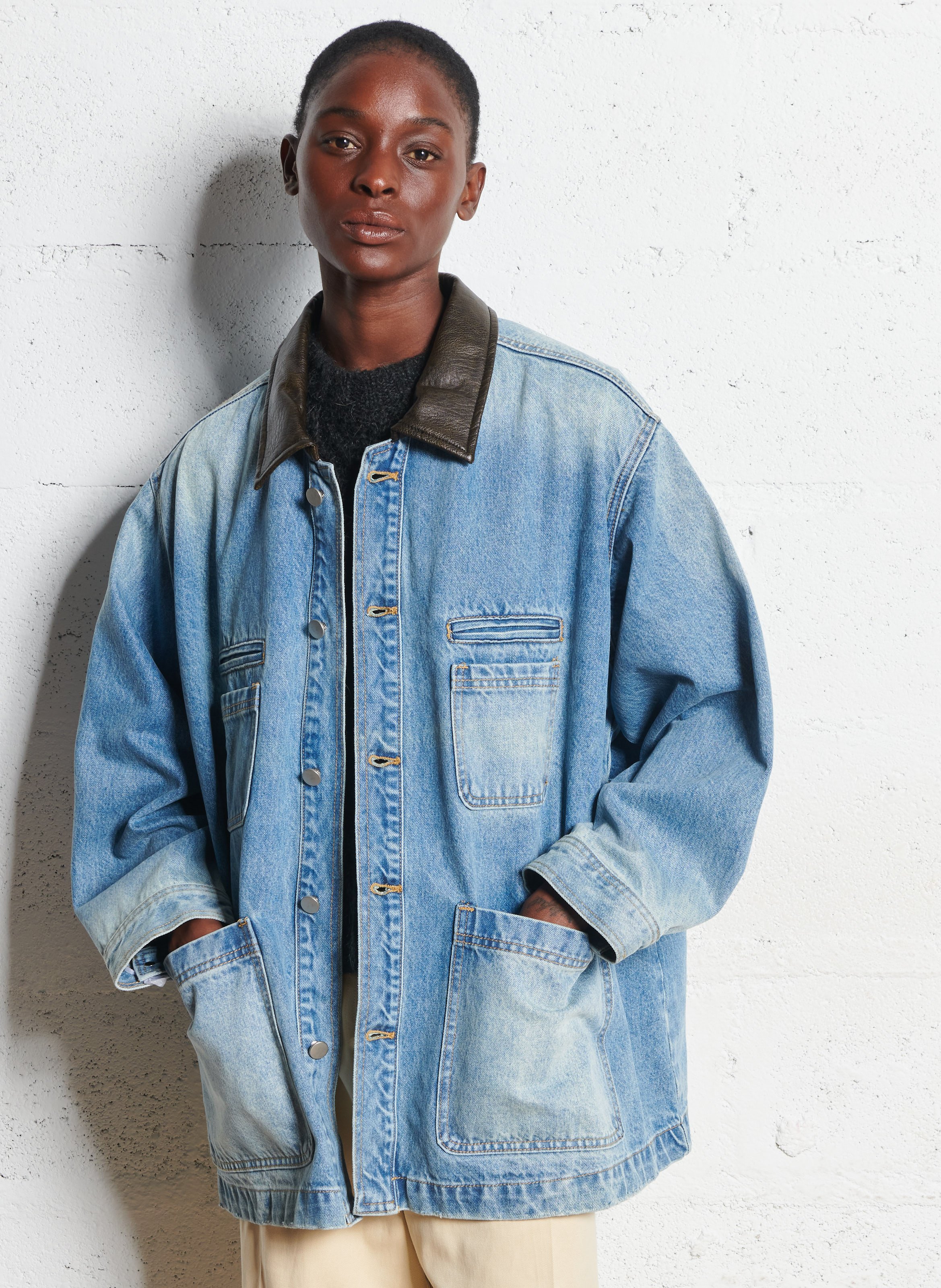 Jeansjasje met klassieke kraag BERENICE Blauw