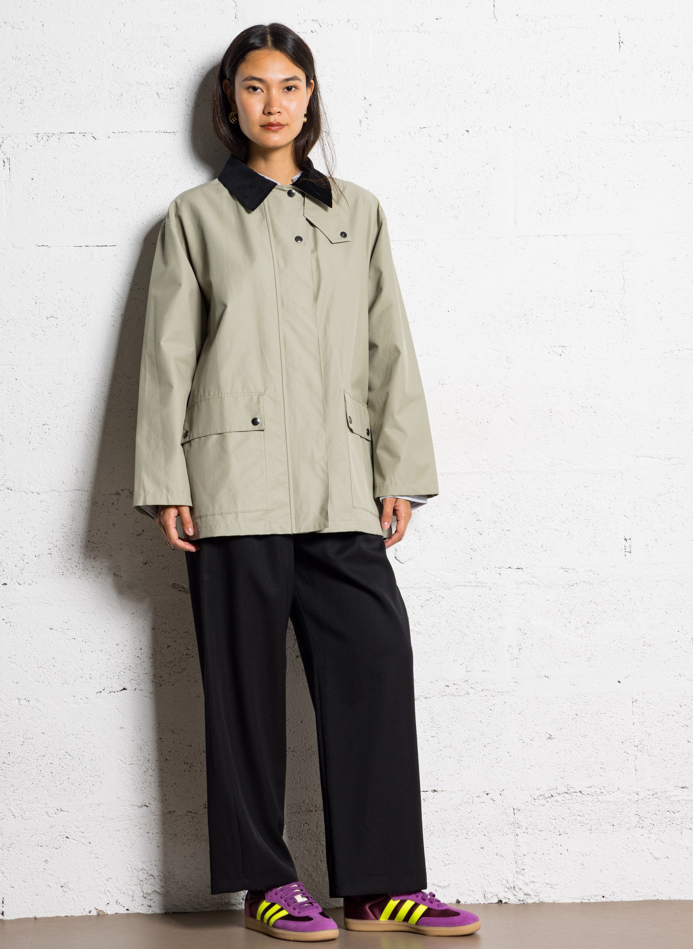 Contrasting leather-effect low-top sneakers ADIDAS Purple