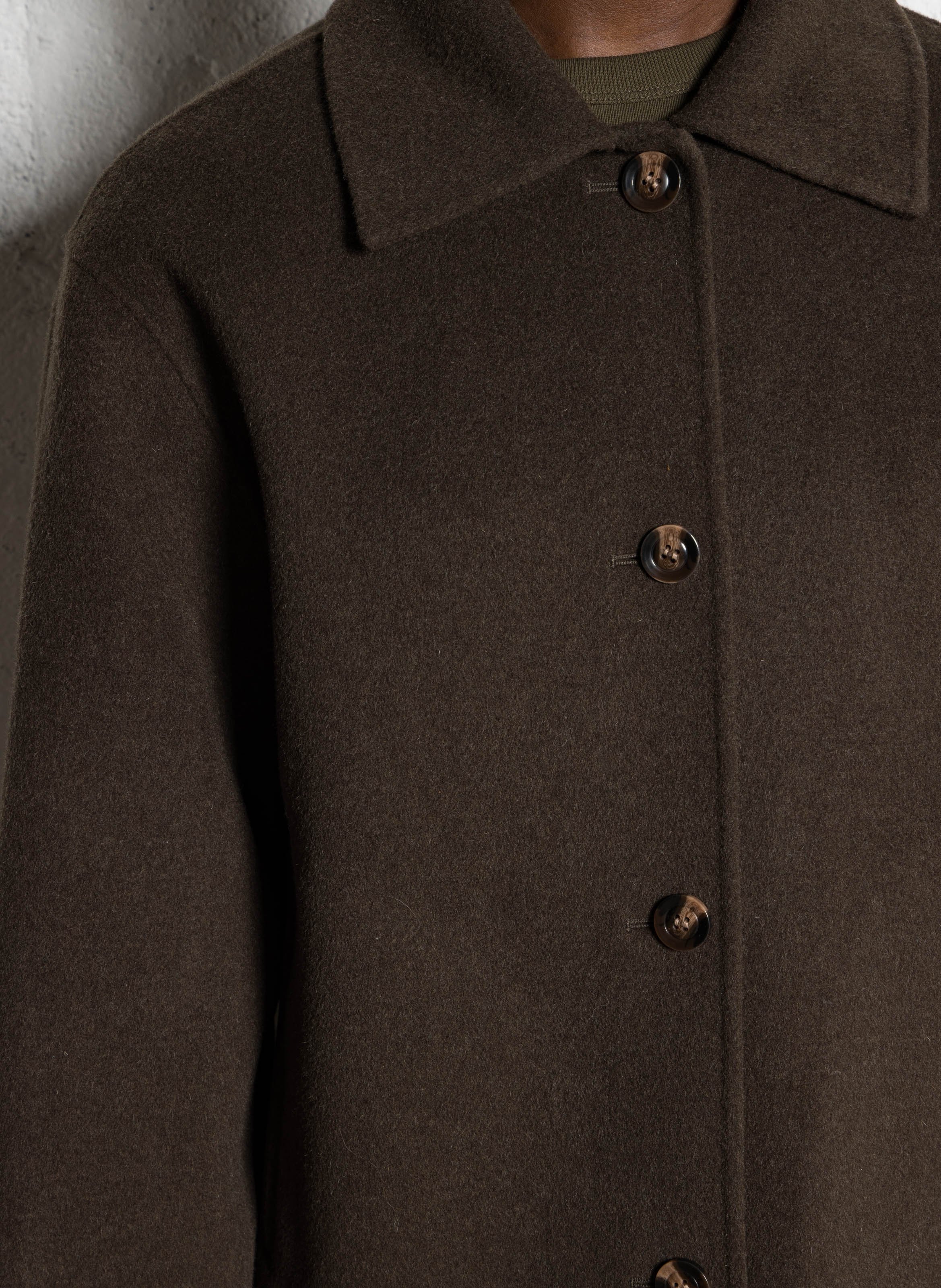 Manteau court en laine double face SOEUR Kaki