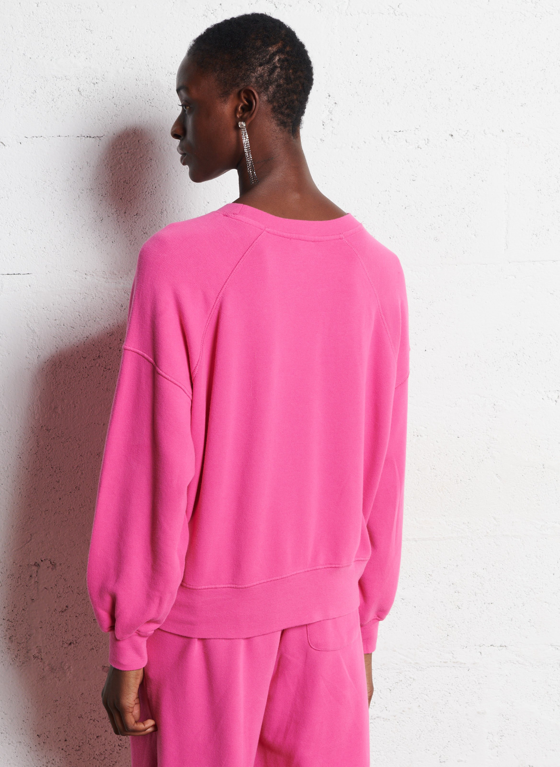Sweat oversize col rond en coton mélangé AMERICAN VINTAGE Rose