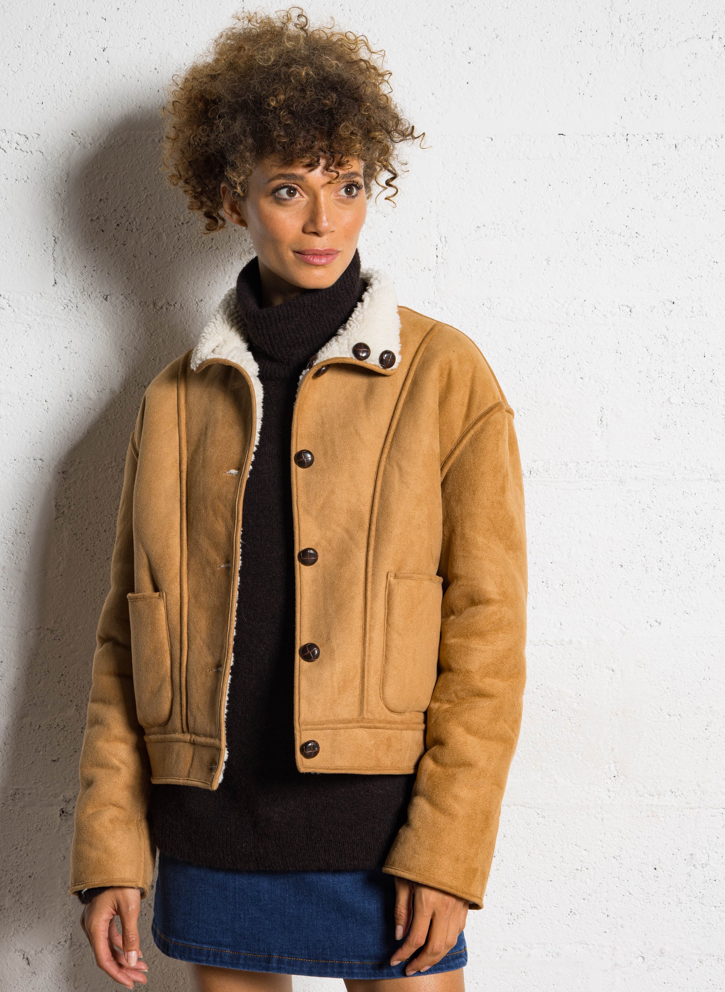 Manteau court col montant LA PETITE ETOILE Marron