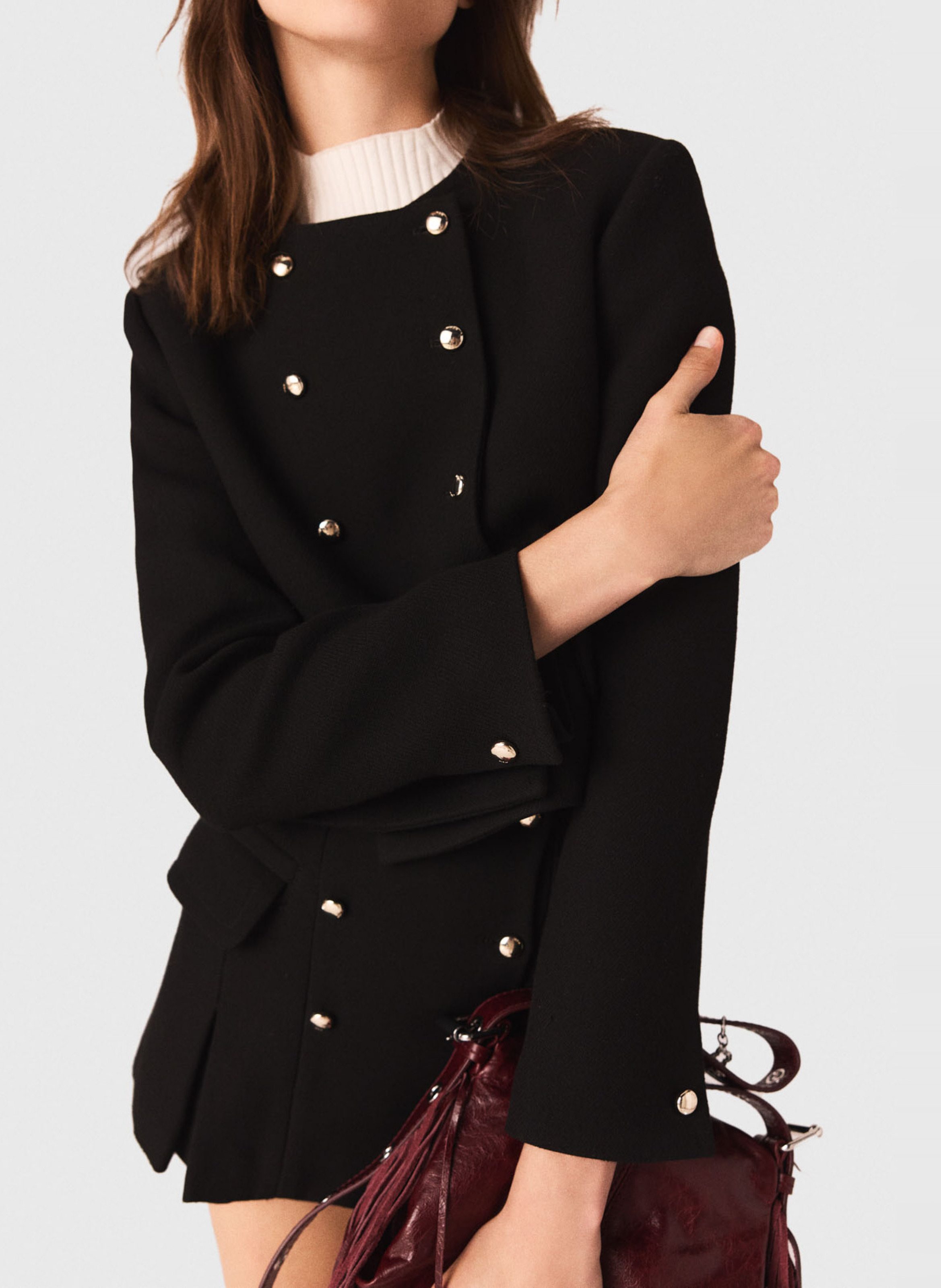 Veste tailleur courte boutonnée unie MAJE Noir
