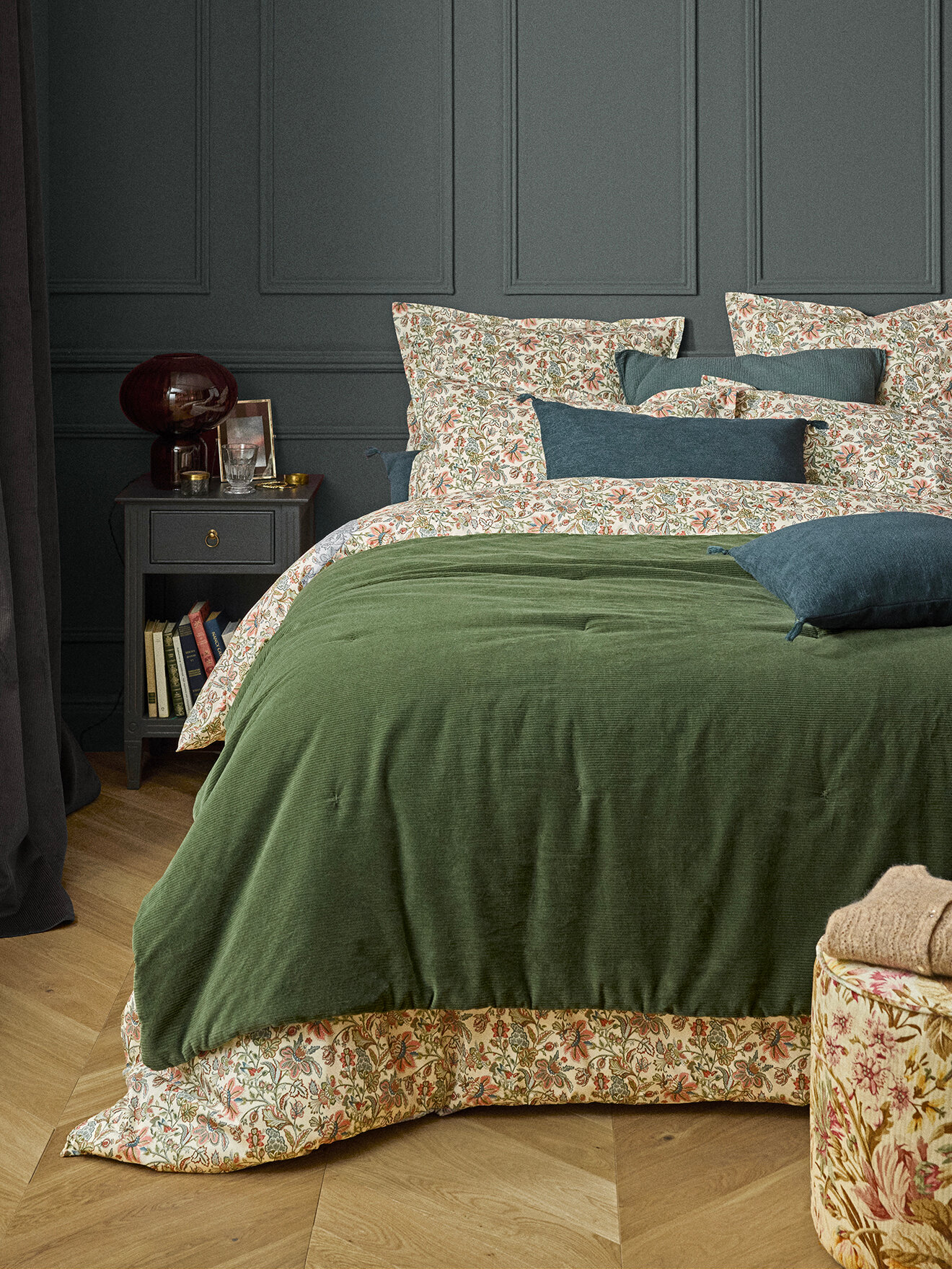 Corduroy quilted bedspread CYRILLUS Green