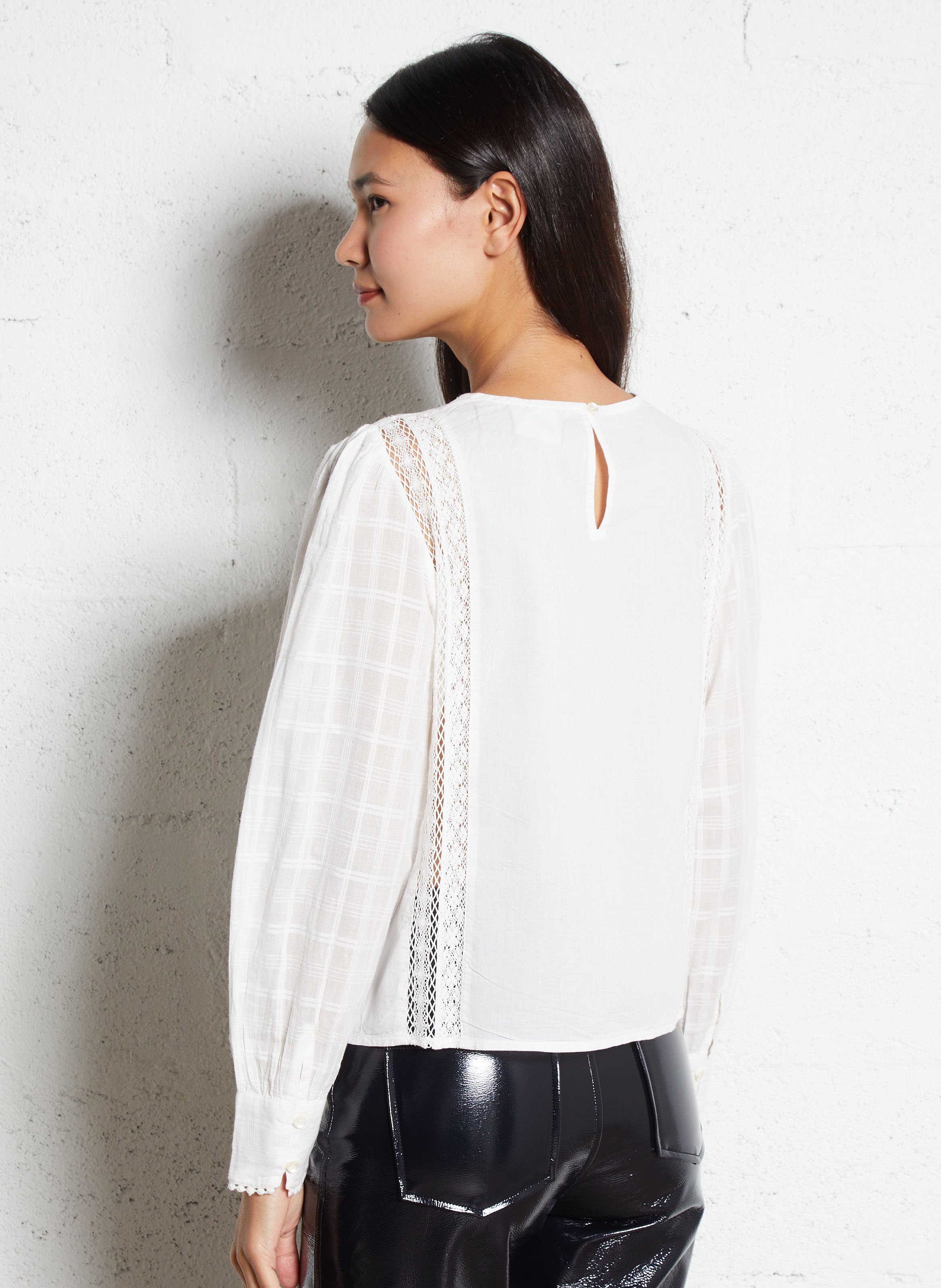 Loose-fit round-neck cotton top PETITE MENDIGOTE Beige