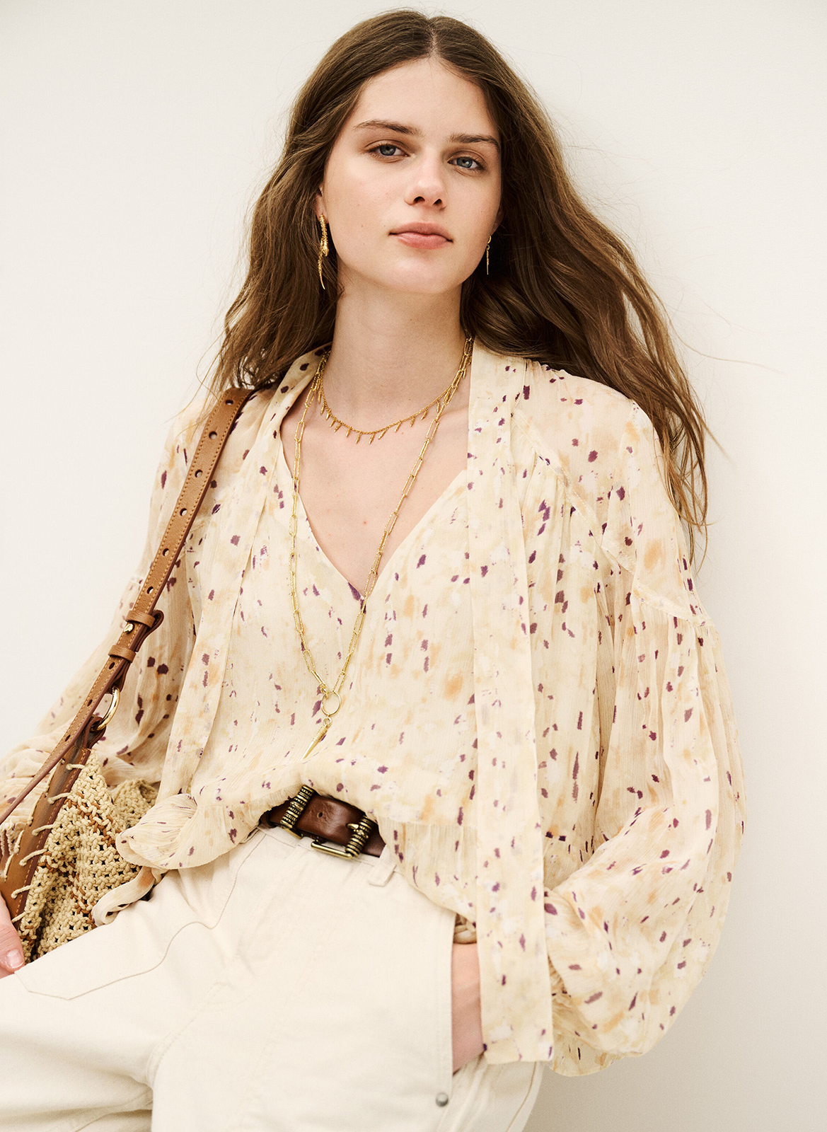 Blouse droite imprimée BA&SH Beige