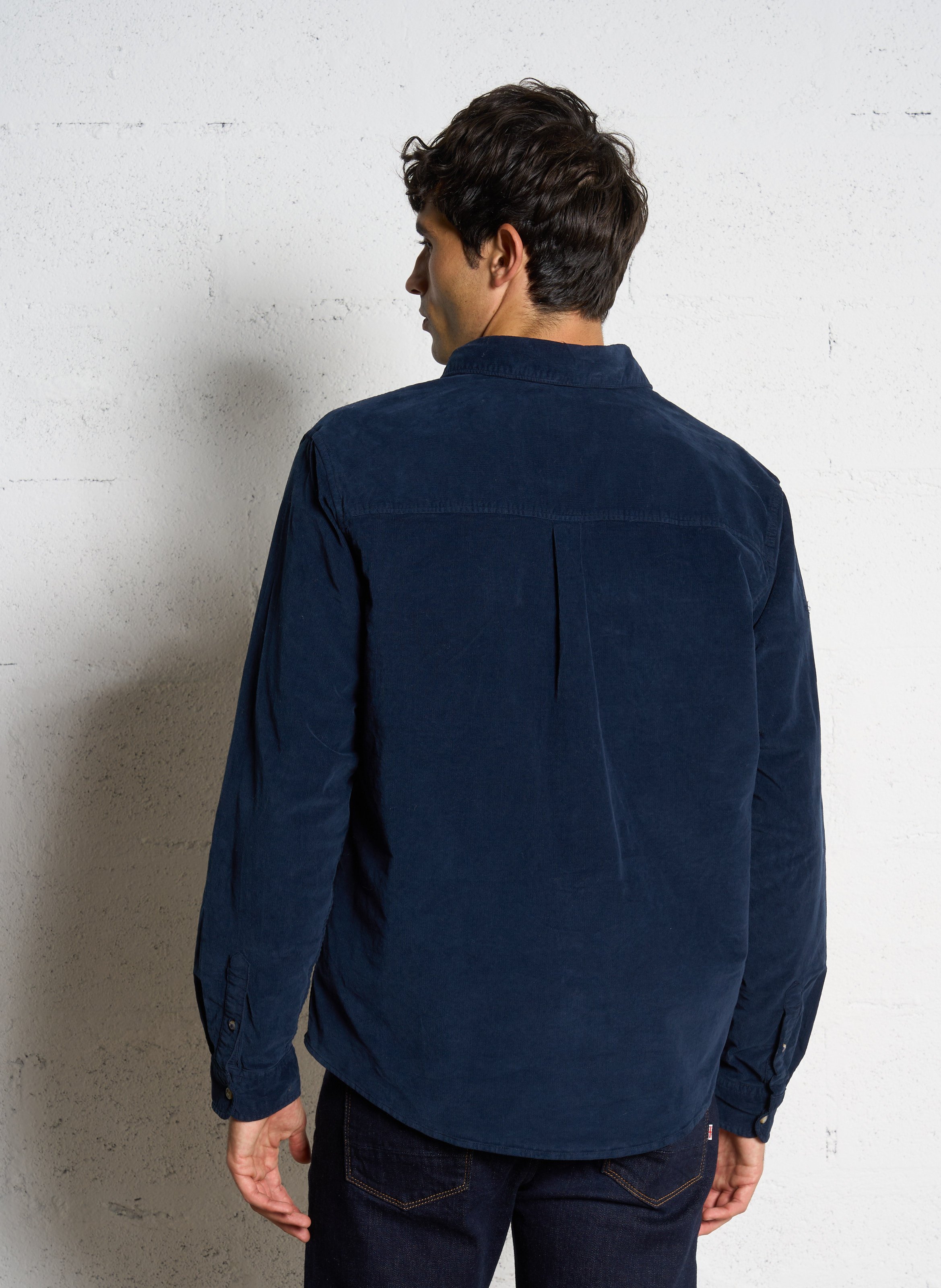Straight-cut cotton-blend shirt with classic collar PEPE JEANS Blue