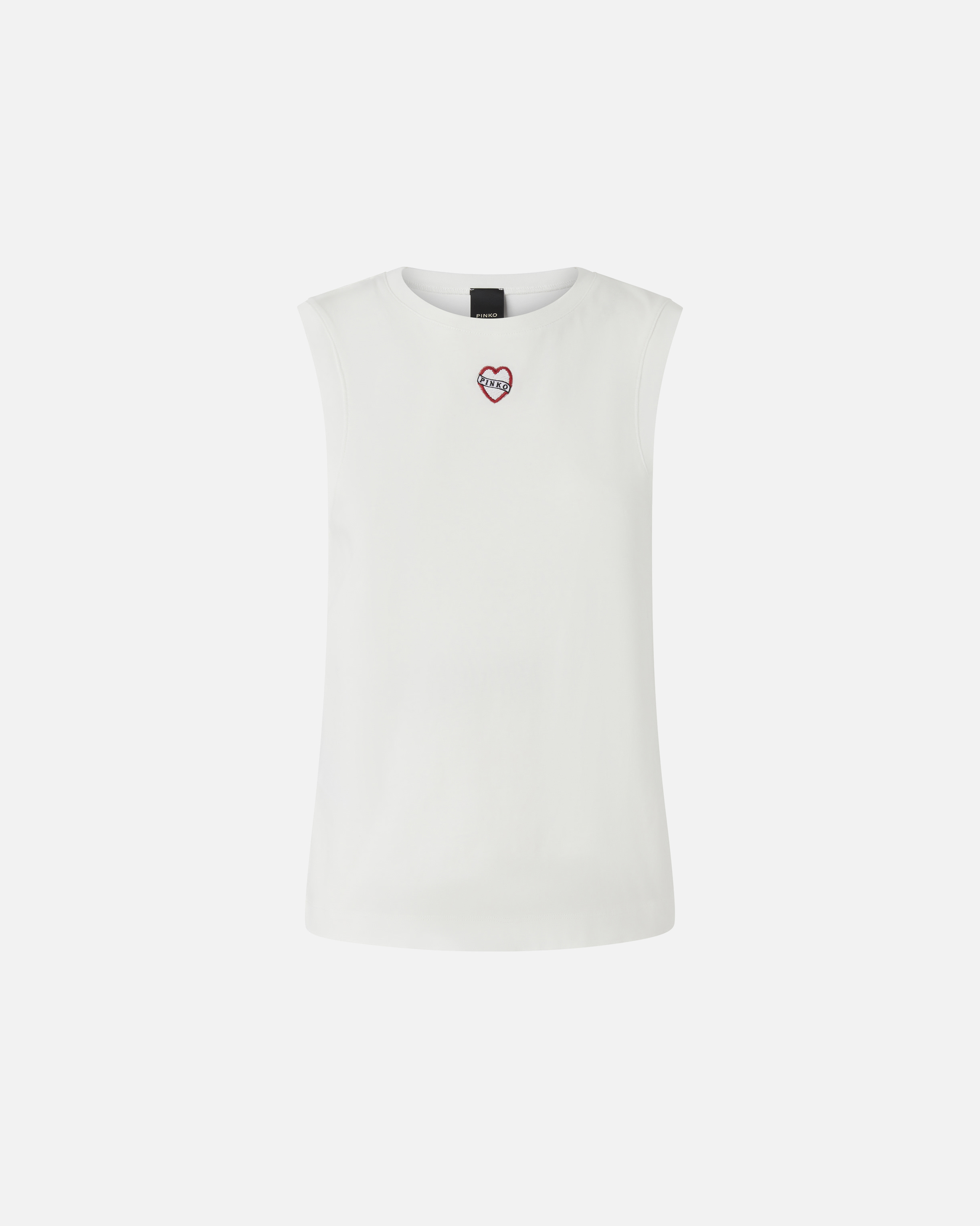 Sleeveless T-shirt with heart embroidery PINKO White