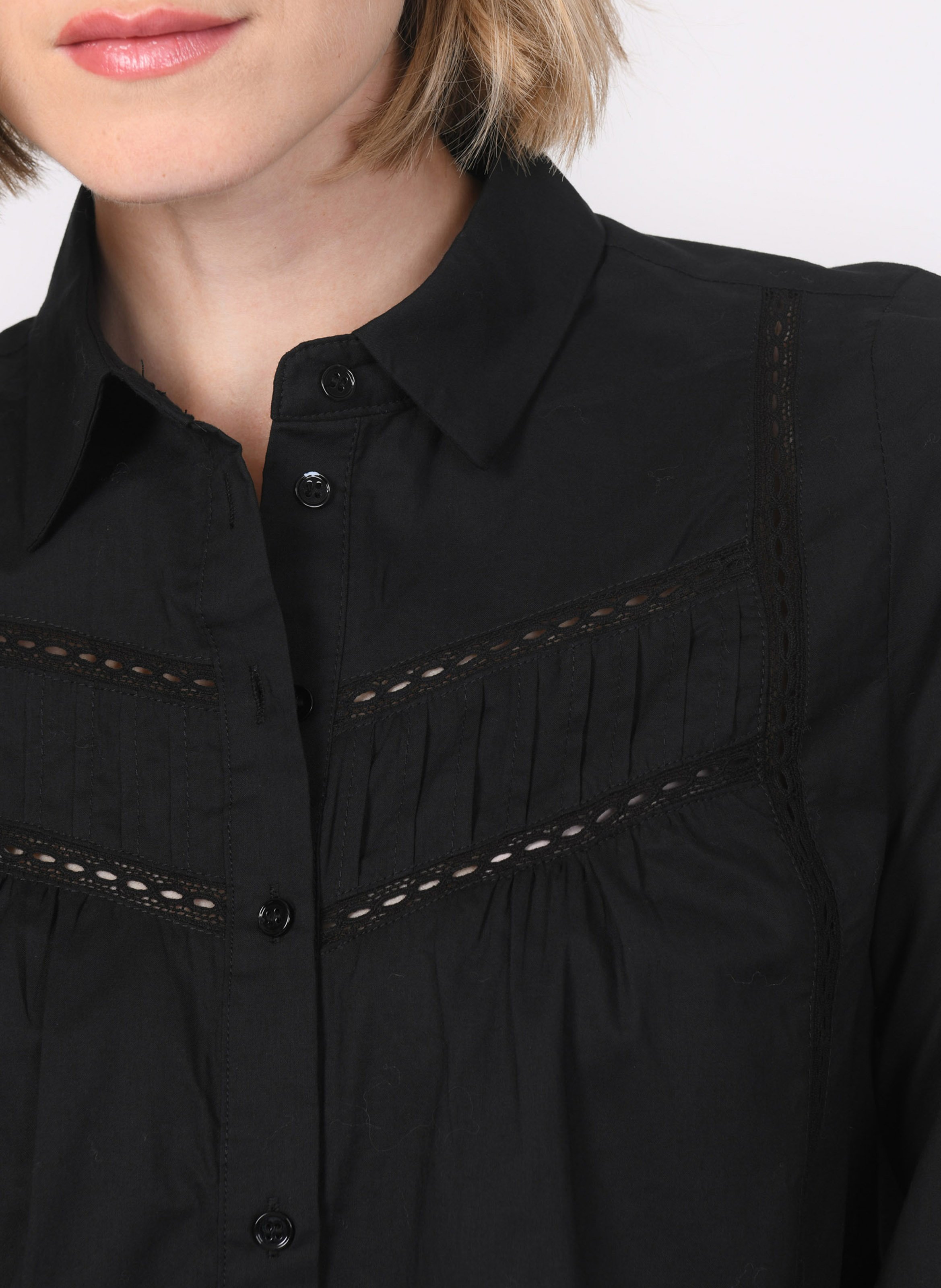 Chemise col classique manches contrastantes en coton KOOKAI Black