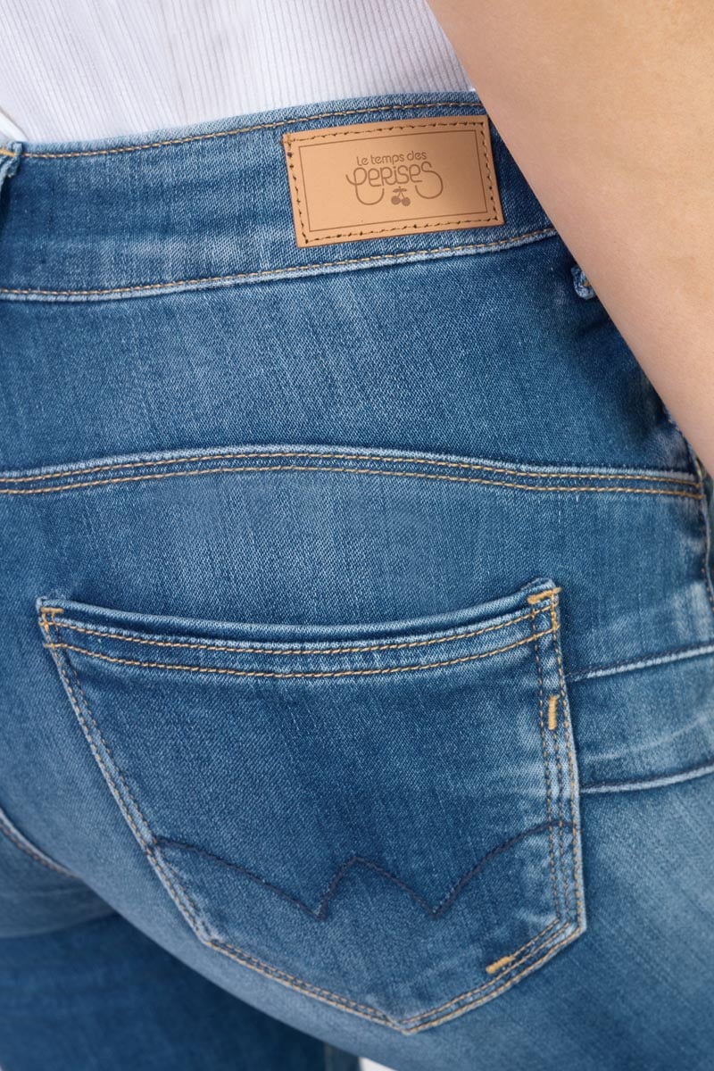 High-waisted push-up slim jeans, 7/8 length LE TEMPS DES CERISES Blue