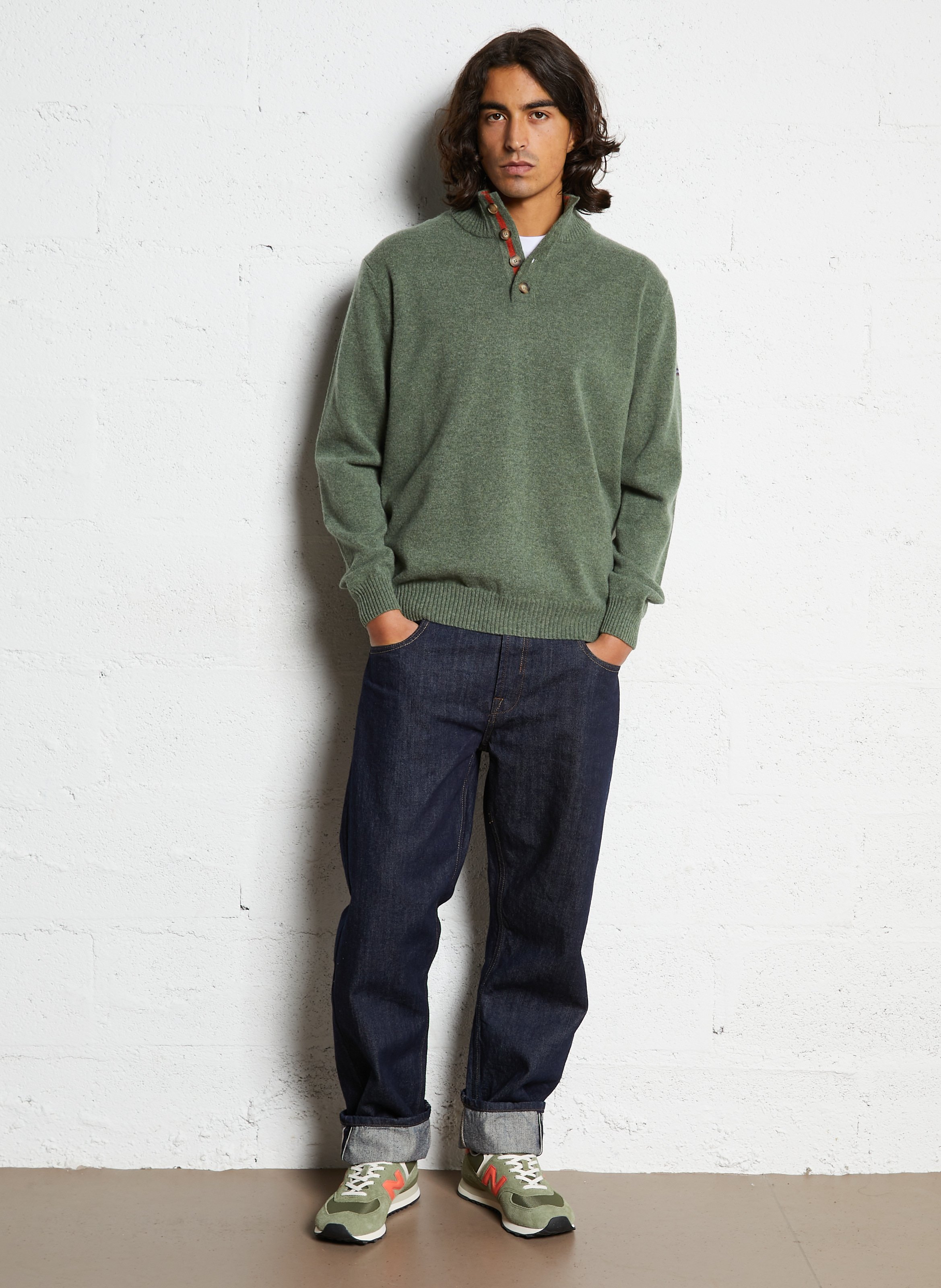 Pull droit col montant en laine ARMOR LUX Rouge