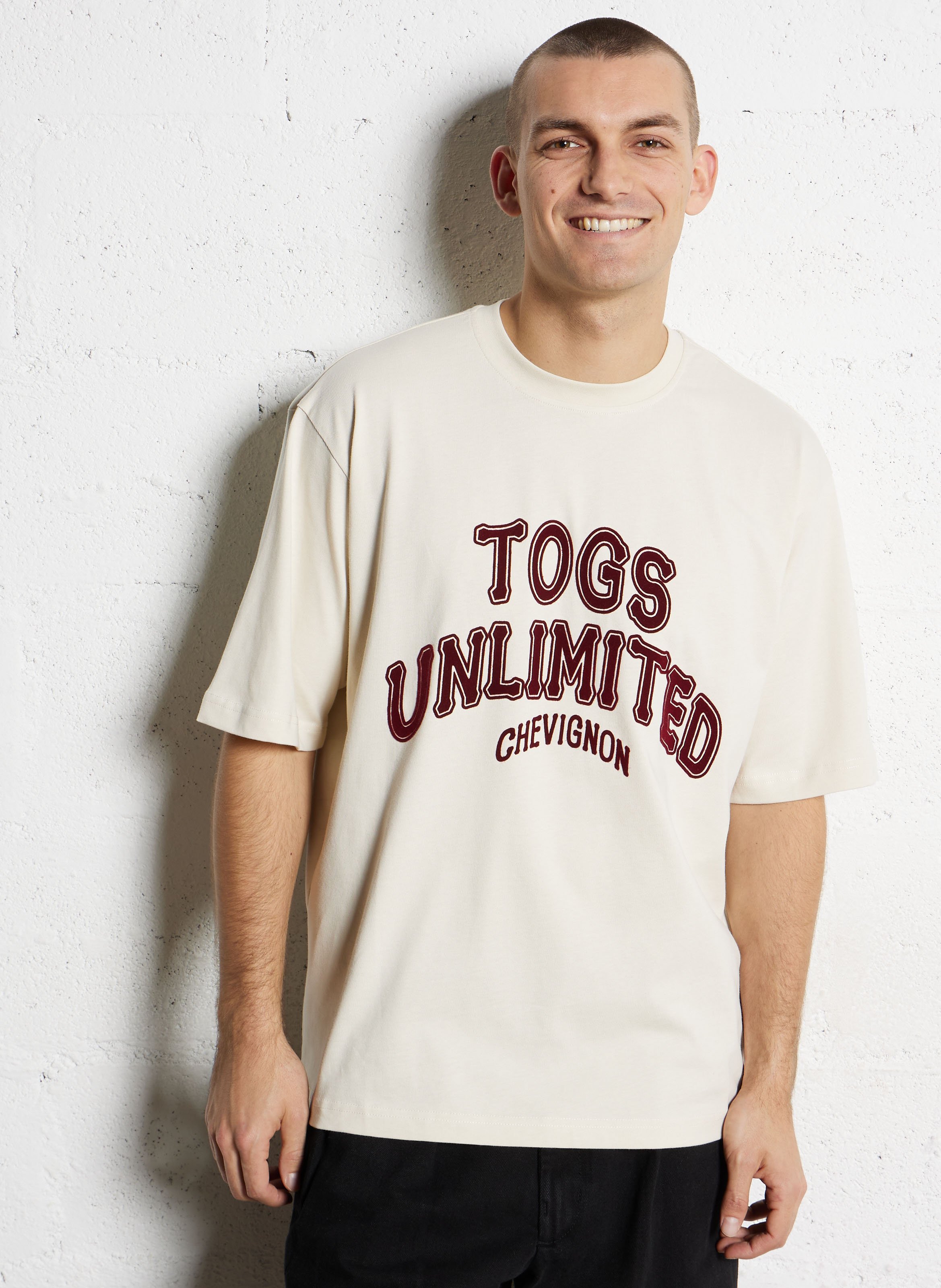 Straight-cut embroidered organic cotton T-shirt with round neck CHEVIGNON White