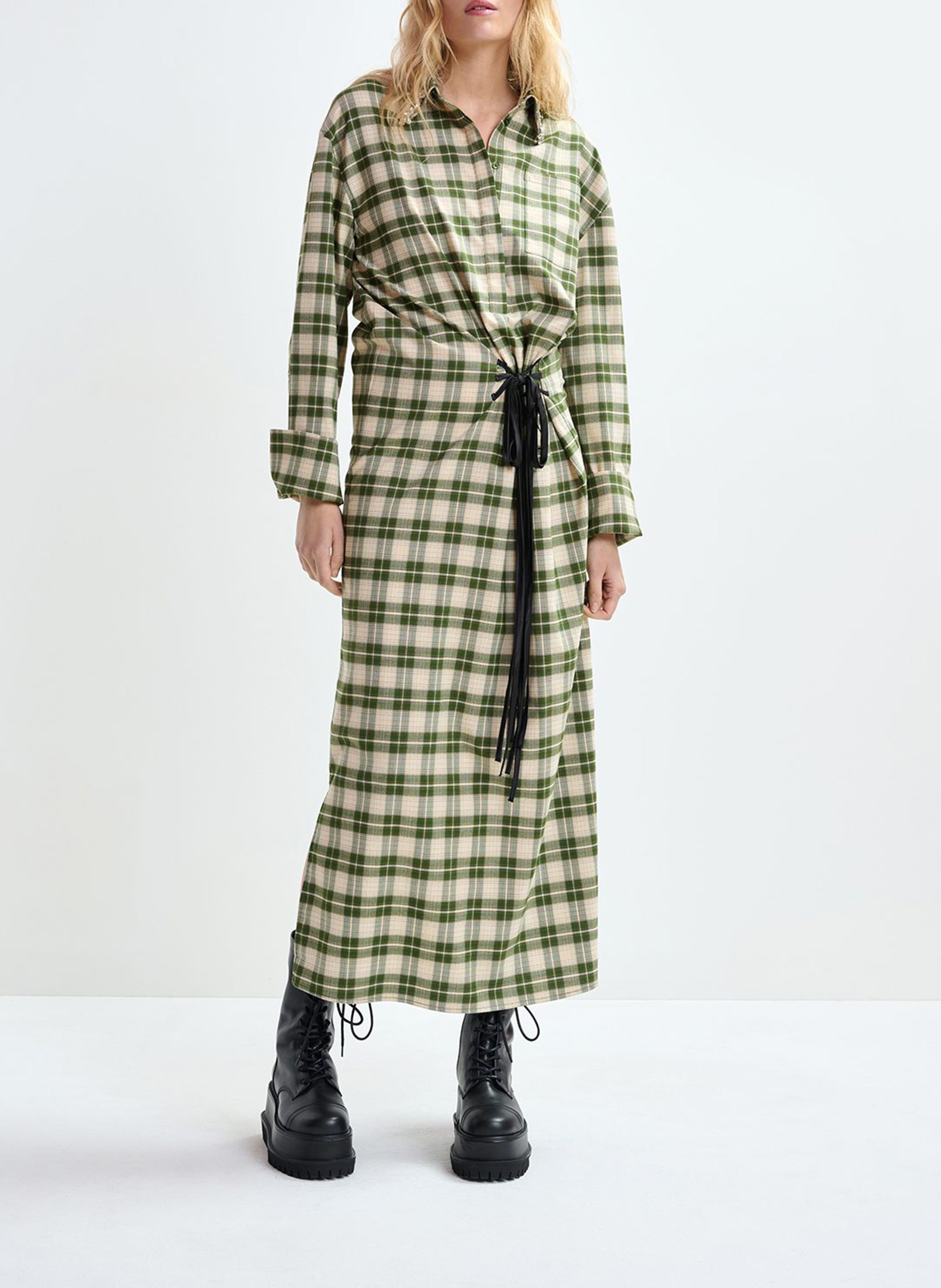 Robe longue col classique imprimée ESSENTIEL ANTWERP Vert