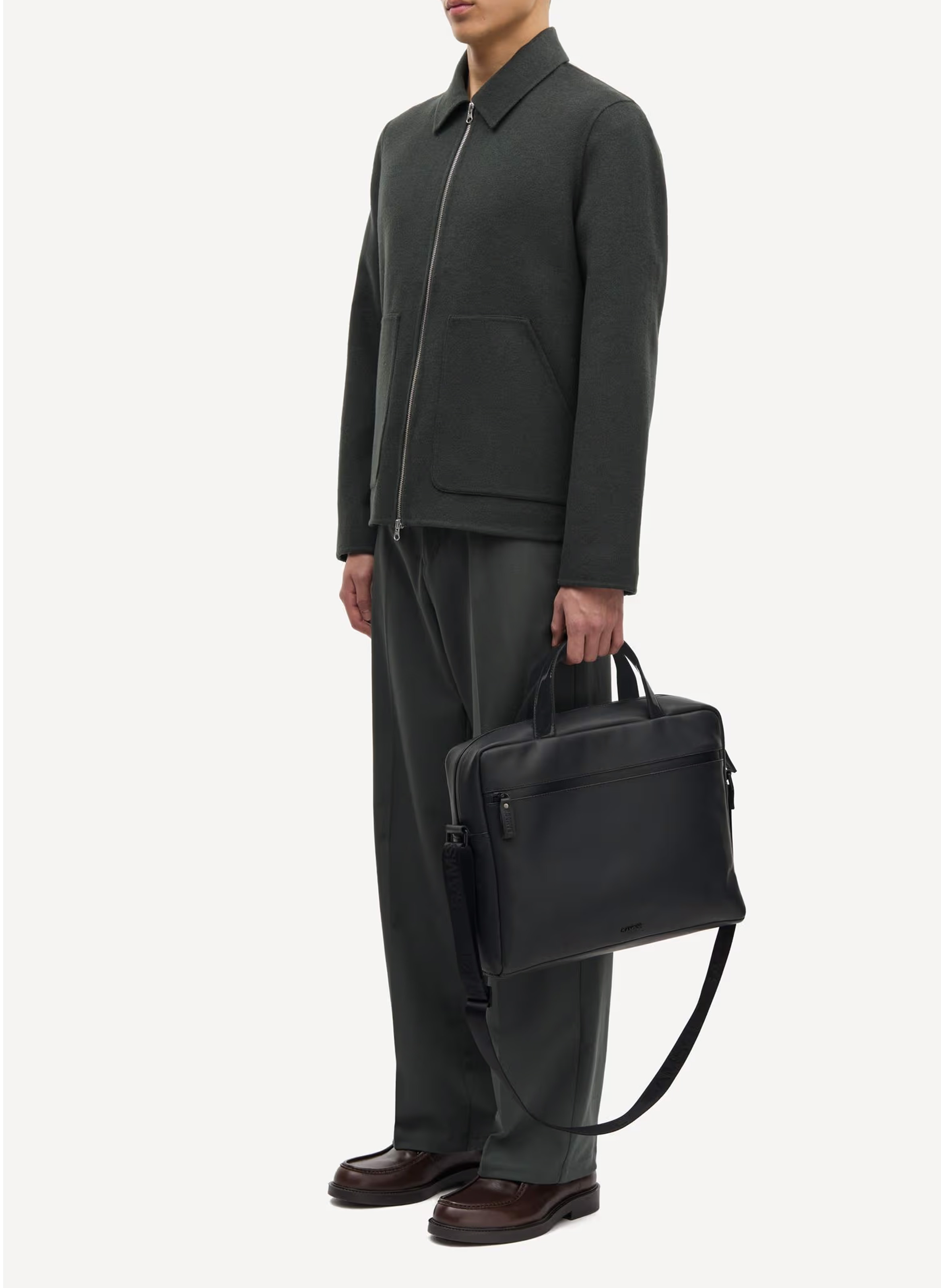 Classic-collar wool-blend jacket SAMSOE SAMSOE Green