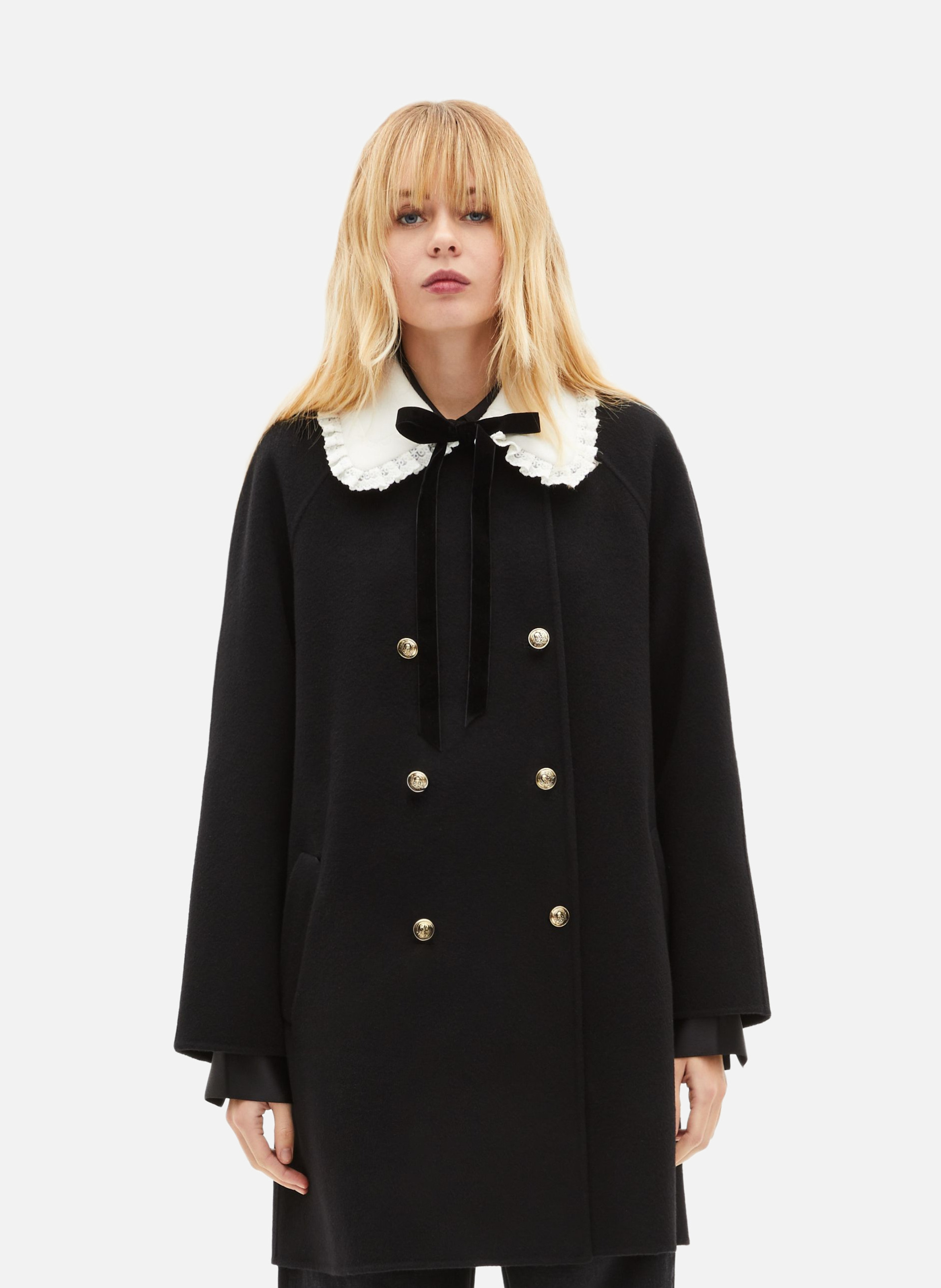 Double-faced wool blend coat THE KOOPLES Black
