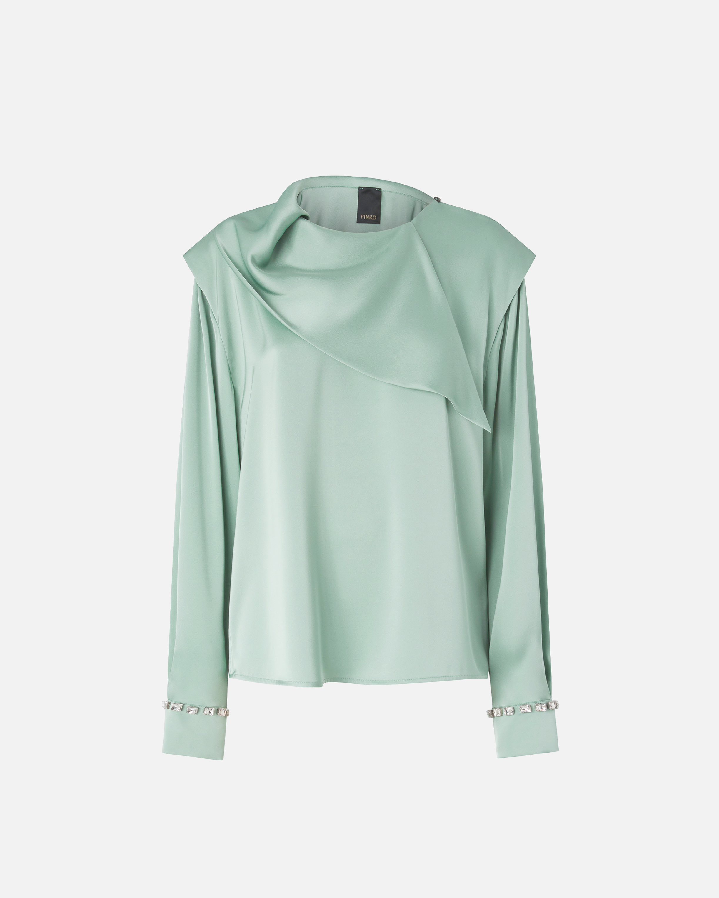 Blouse with draped collar and jewel details PINKO Grey