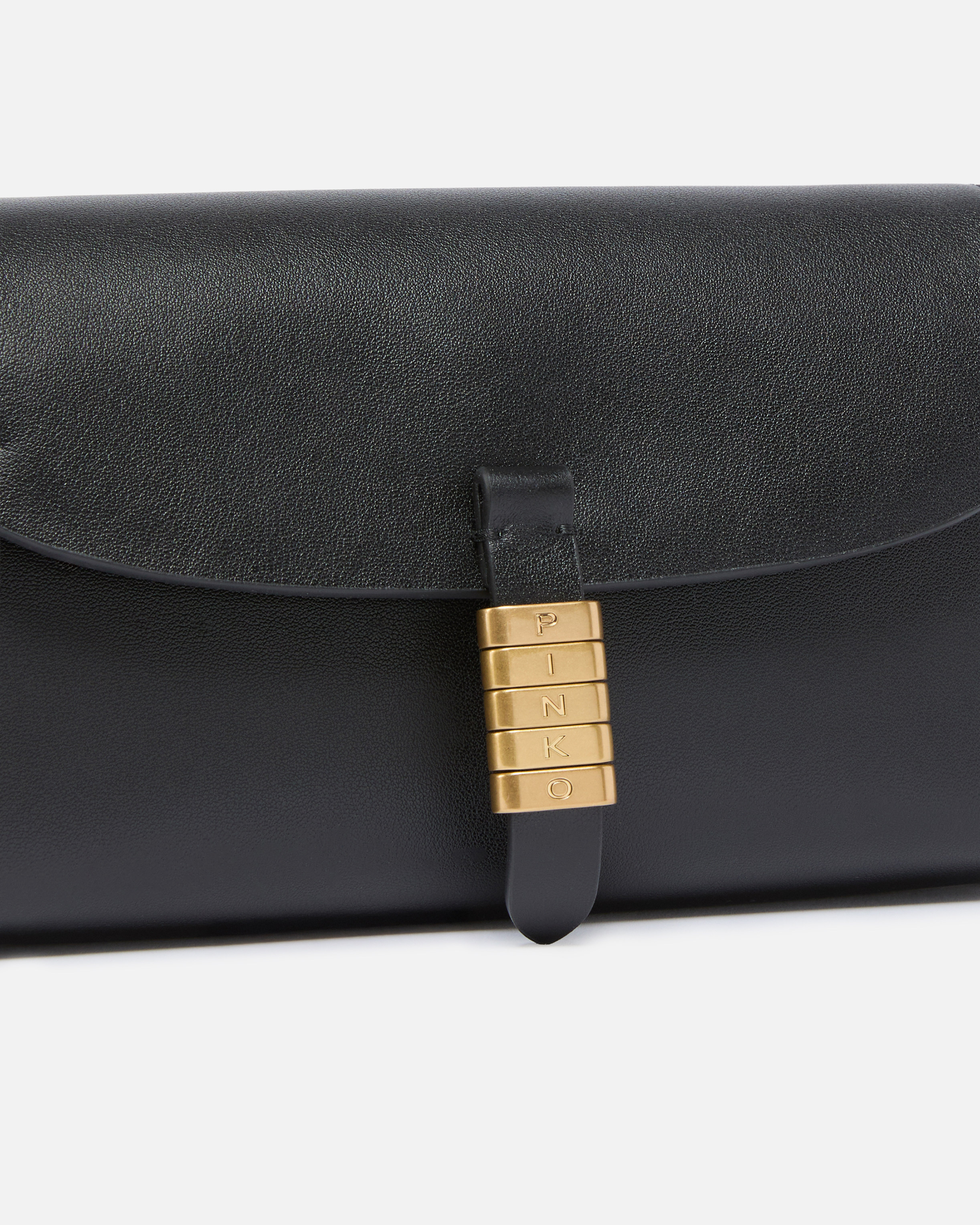 Leather wallet with pinko logo and shoulder strap PINKO Black