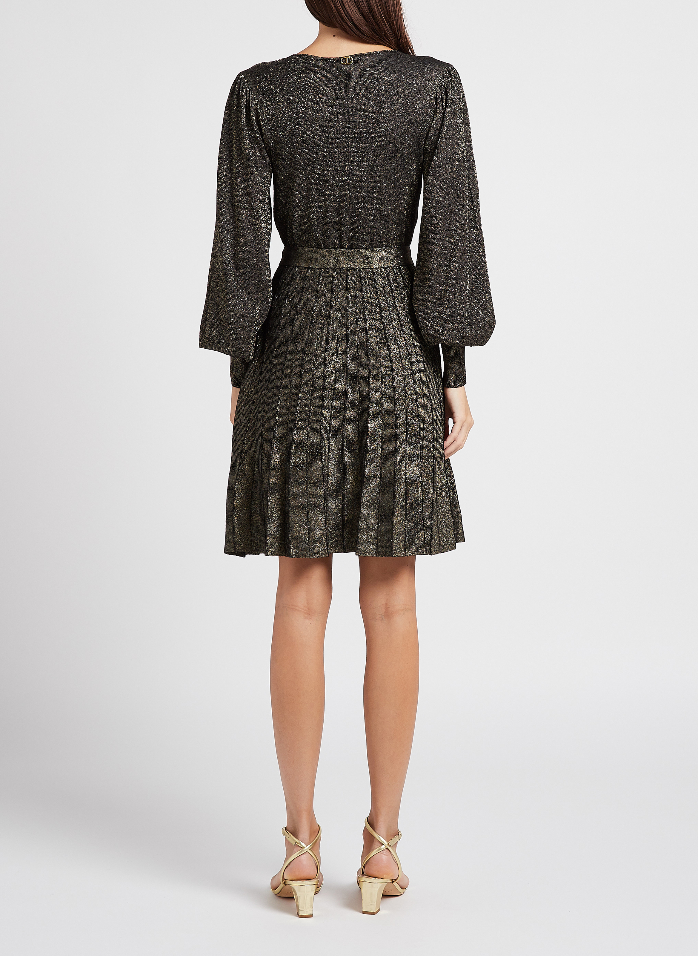 Short fitted V-neck dress TWINSET Black