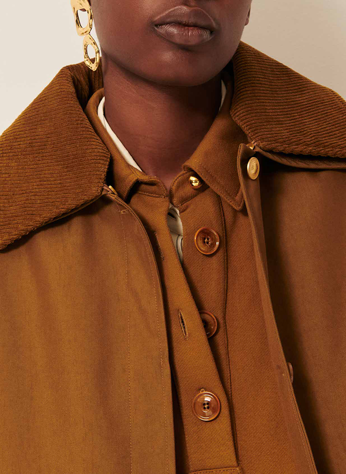 Blouson oversize col classique en coton mélangé SESSUN Marron