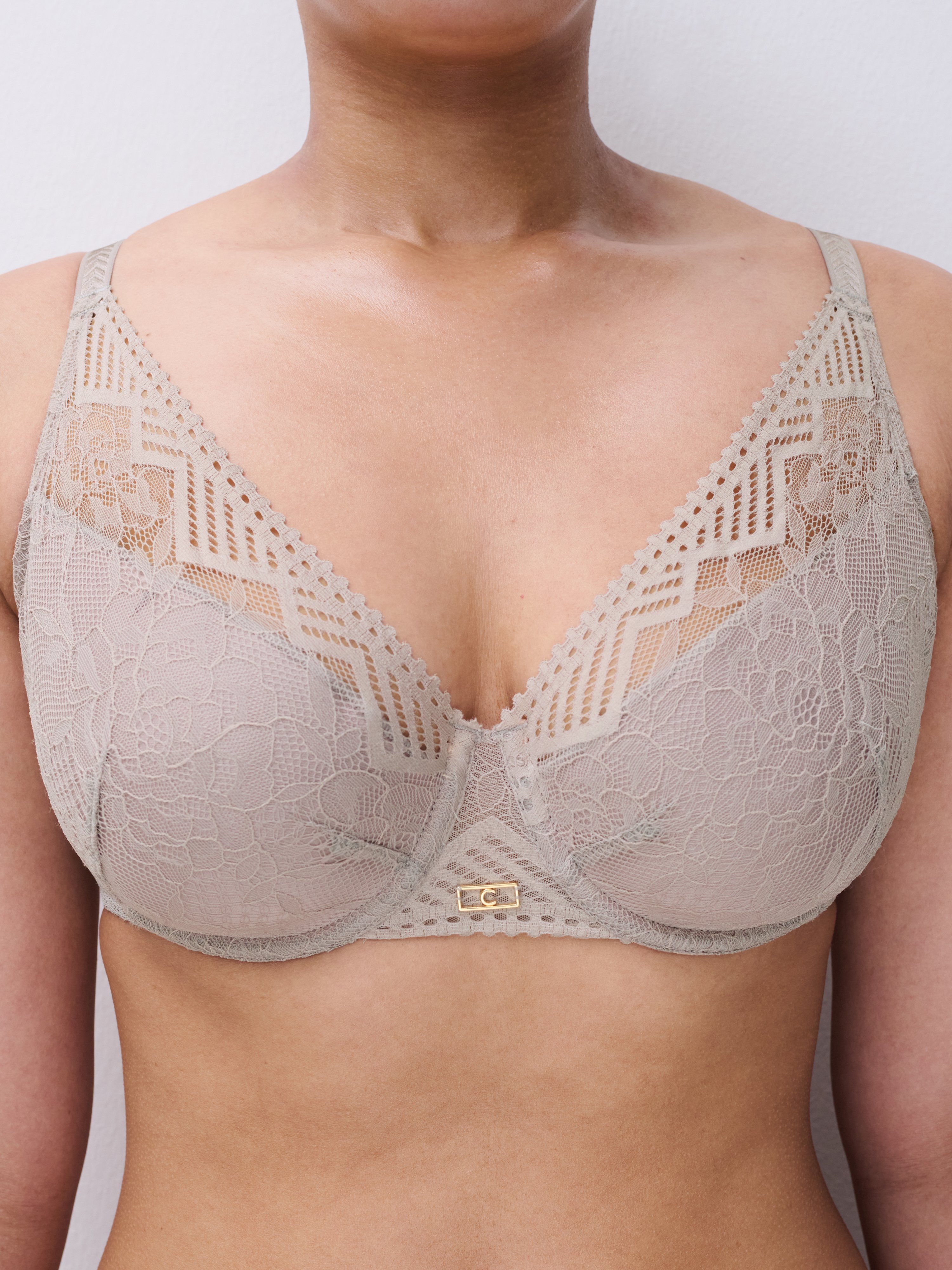 Plunging spacer bra Brown