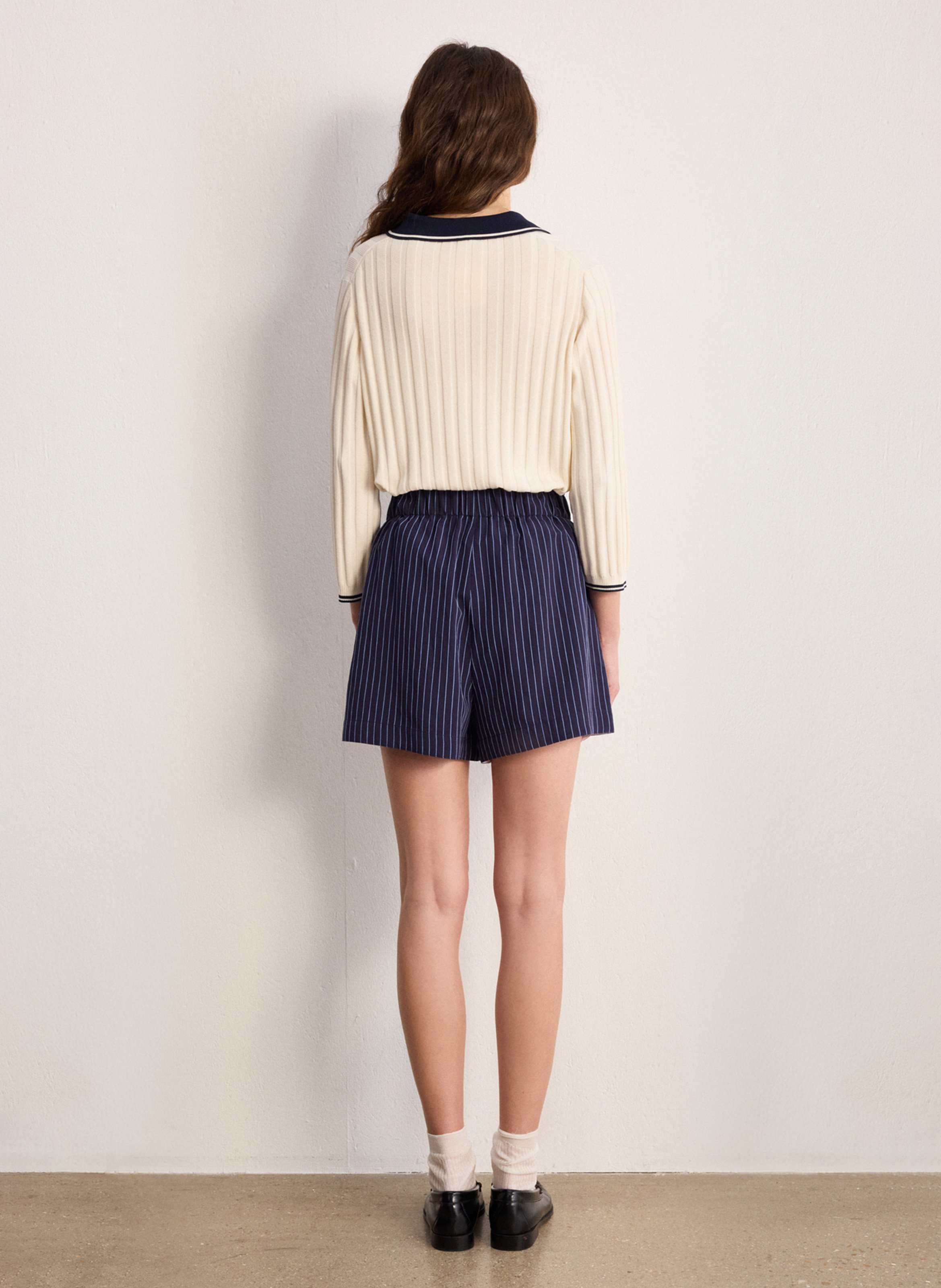 Striped straight-cut shorts PABLO Blue