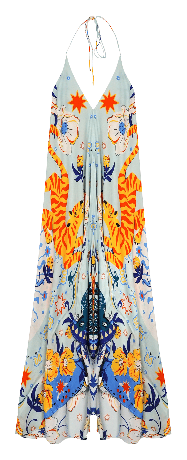 Long loose-fit asymmetrical dress WILD Blue