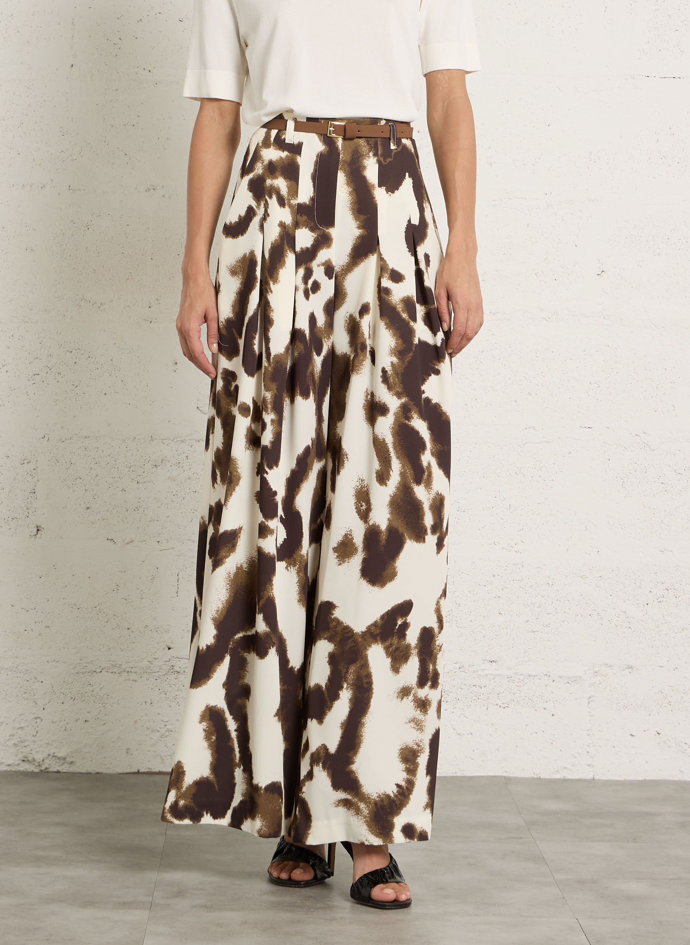 Pantalon large palazzo imprimé IMPERIAL Beige