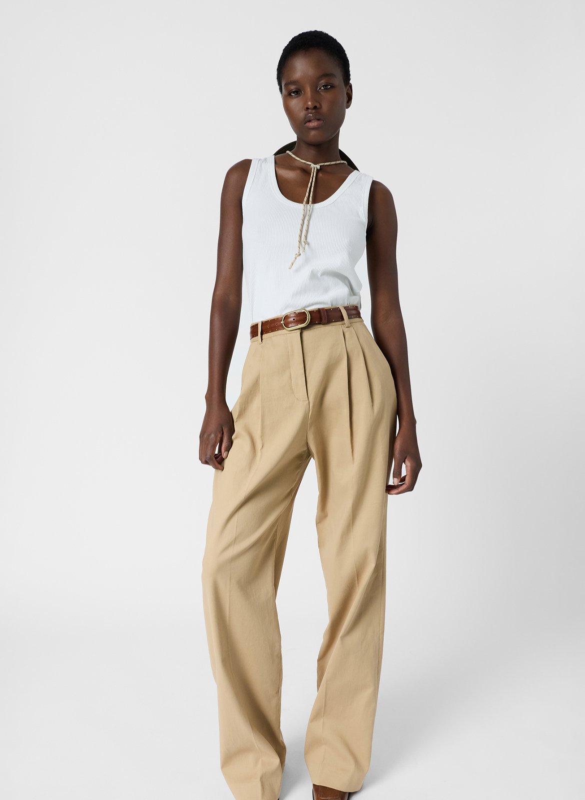 Pantalon large en coton mélangé GERARD DAREL Marron