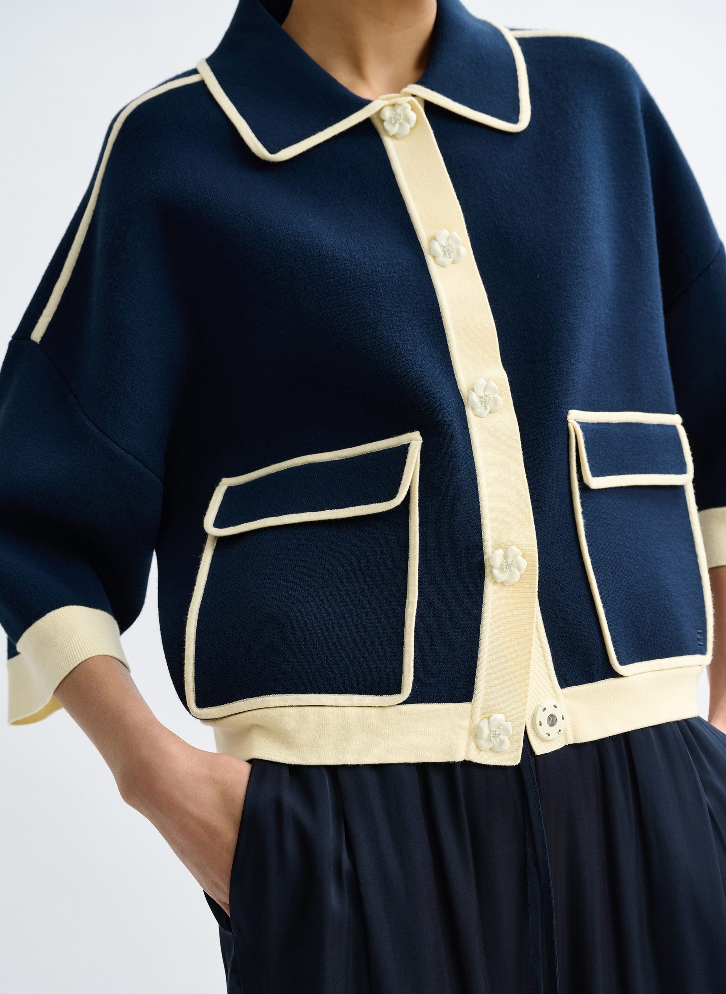 Cardigan with classic collar ESSENTIEL ANTWERP Blue