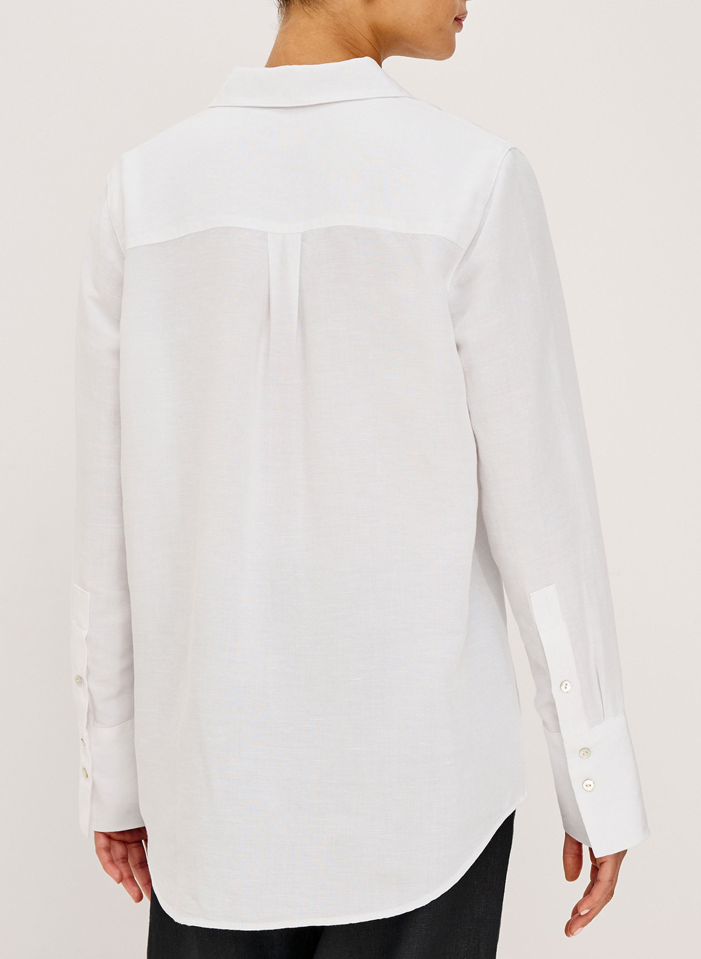 Chemise droite en lin mélangé RAILS Blanc