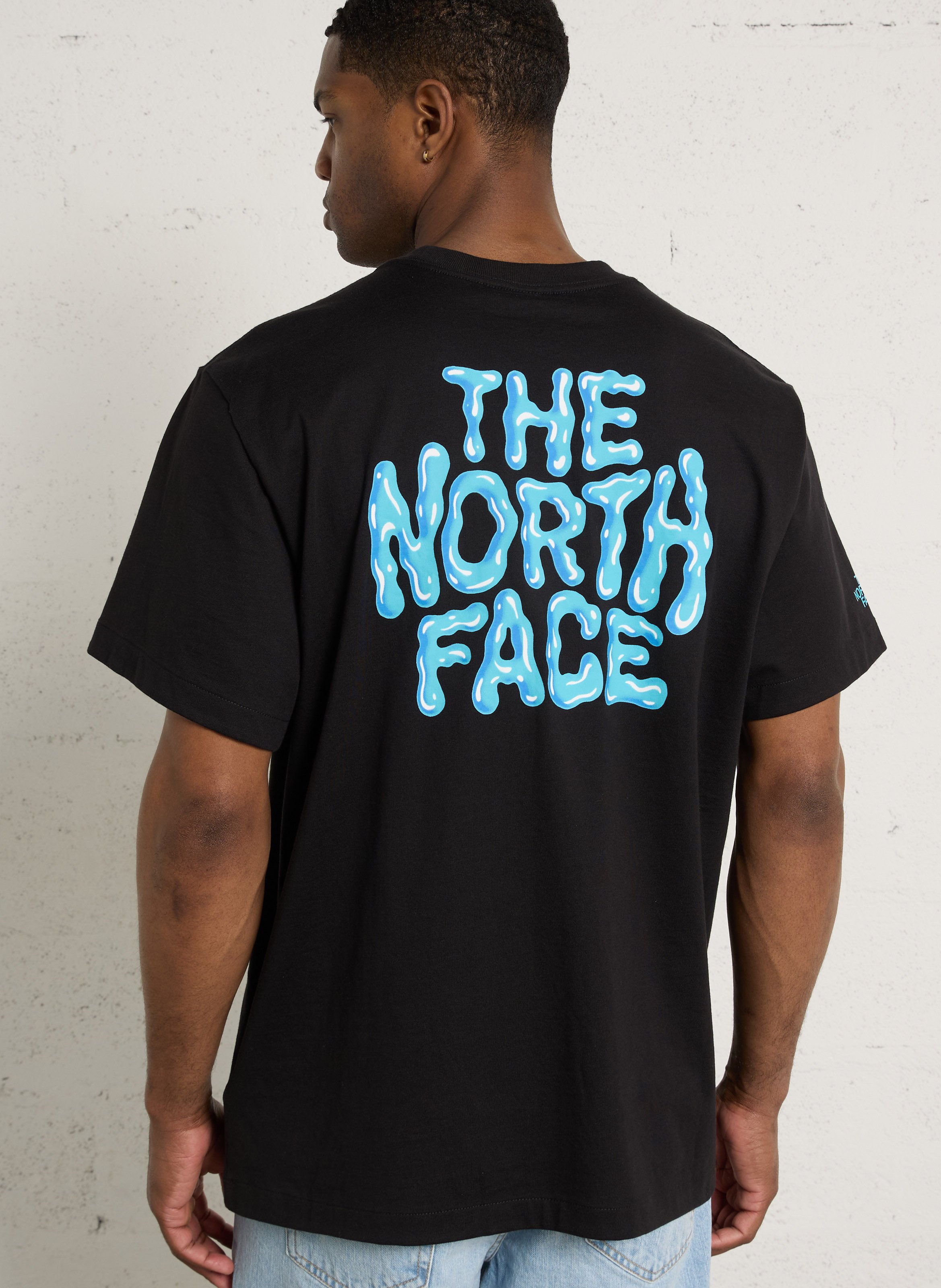 Straight round-neck cotton T-shirt with screen print THE NORTH FACE Black