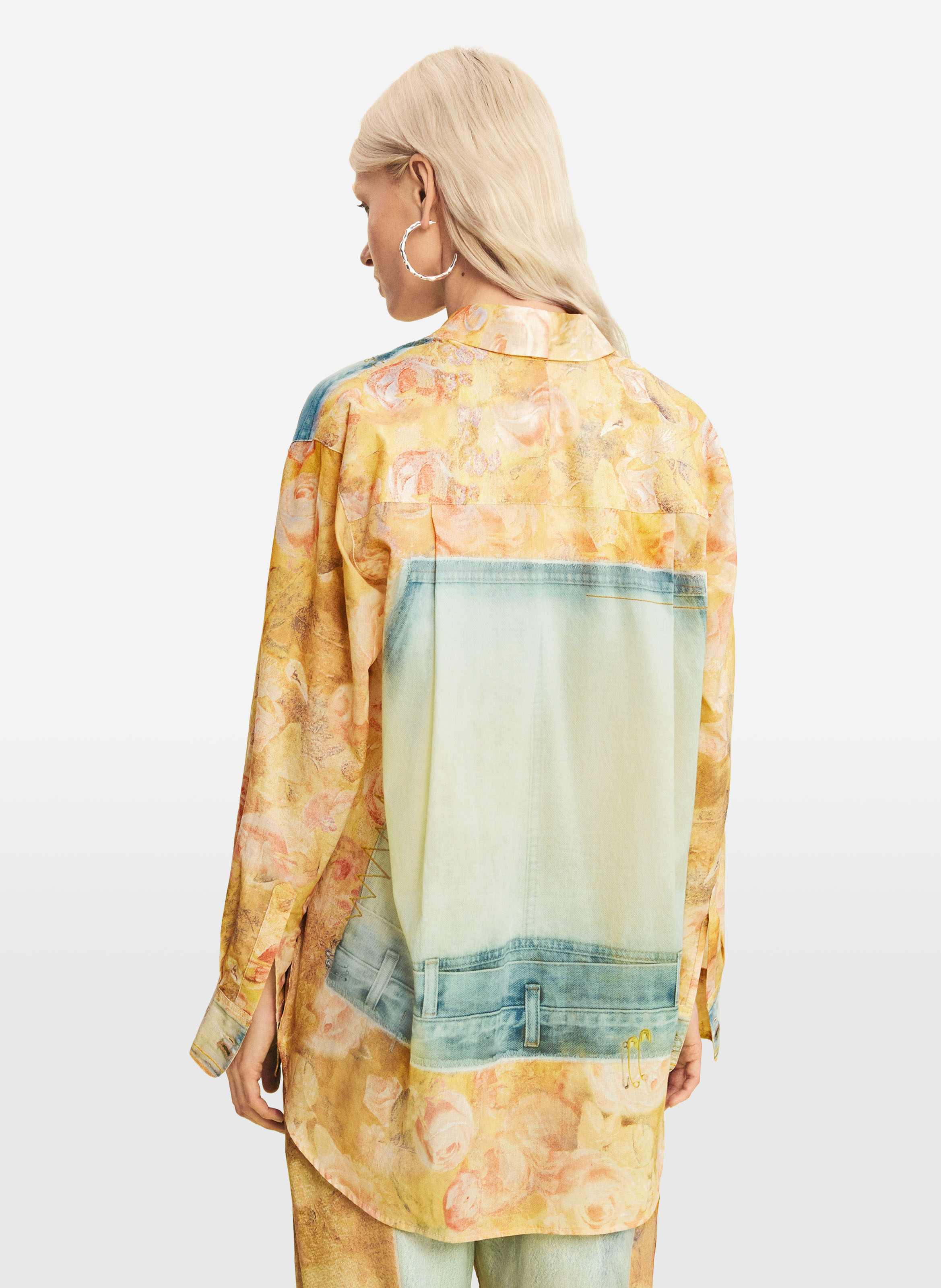 Chemise ample imprimée en coton DESIGUAL Jaune
