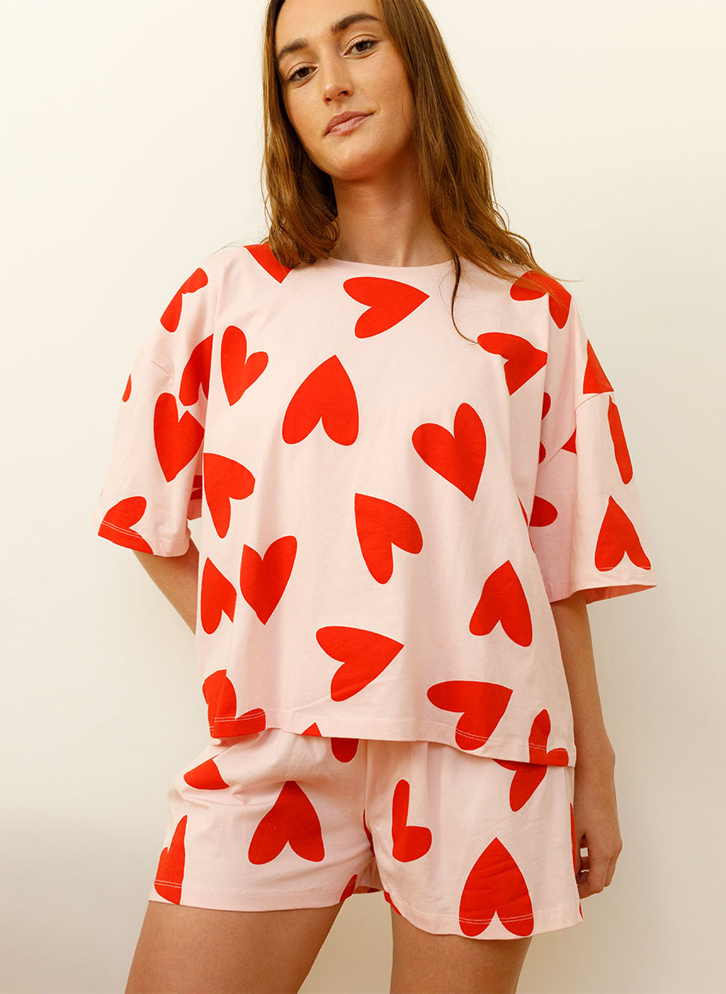 Set aus gemischter Bio-Baumwolle mit Druck WE ARE JOLIES Rosa