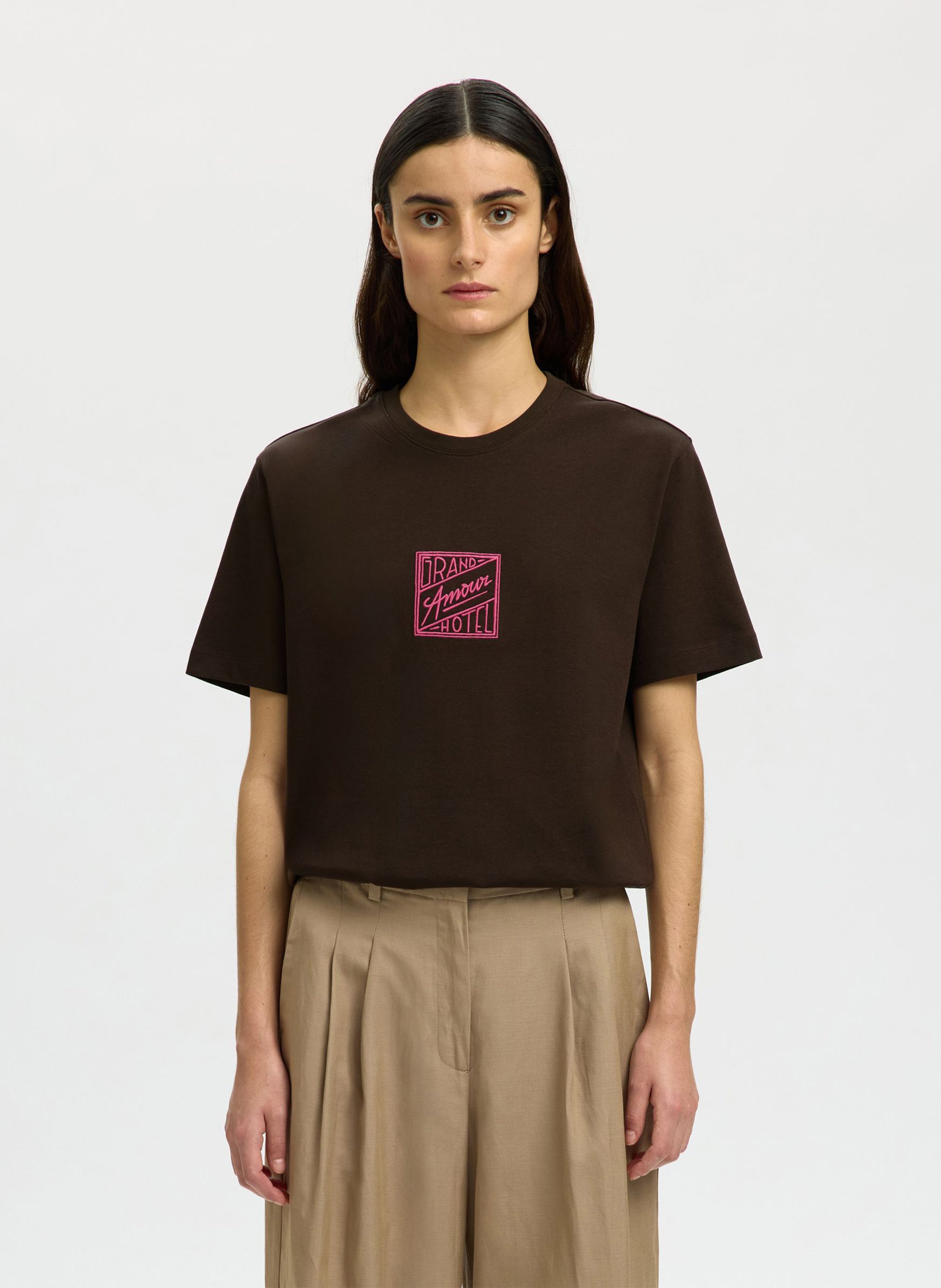 Round-neck organic cotton T-shirt SELECTED