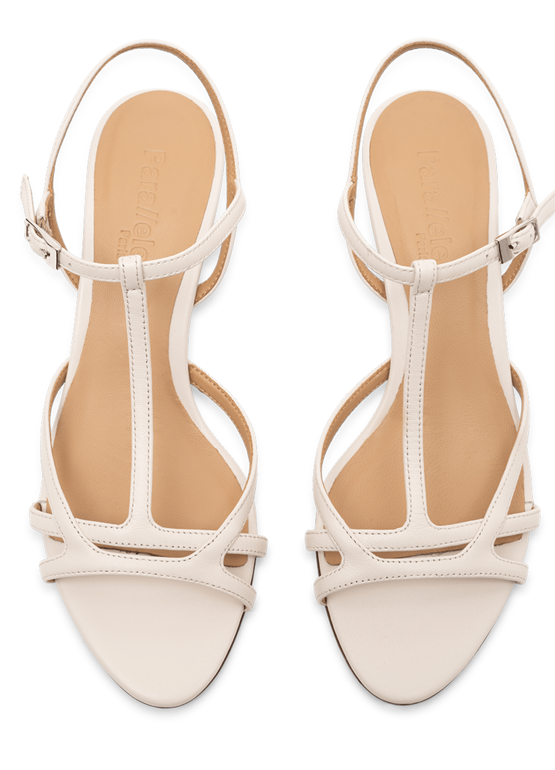 Latte nappa leather sandals PARALLELE PARIS White
