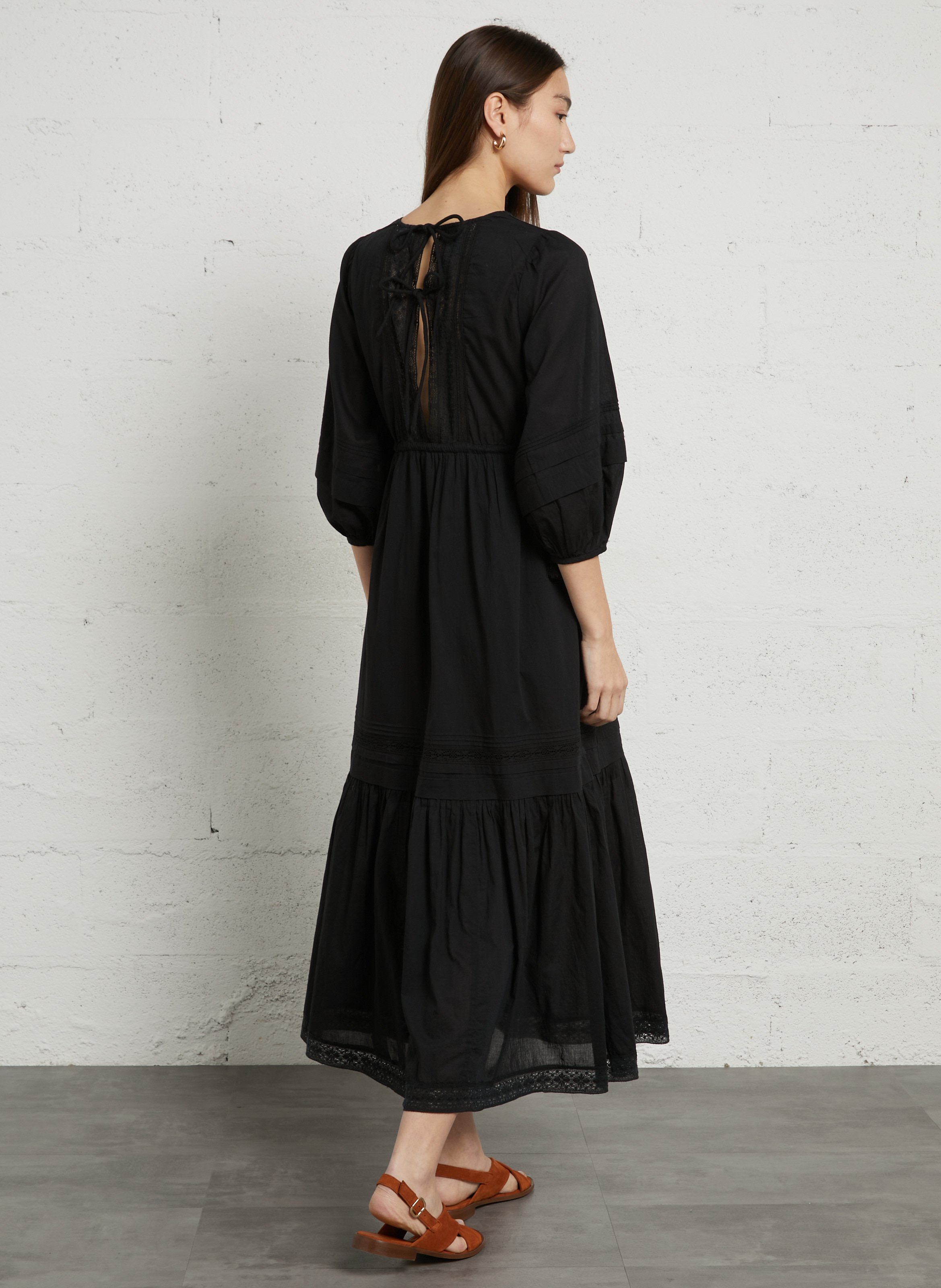 Robe longue ample en coton bio LOUISE MISHA Noir