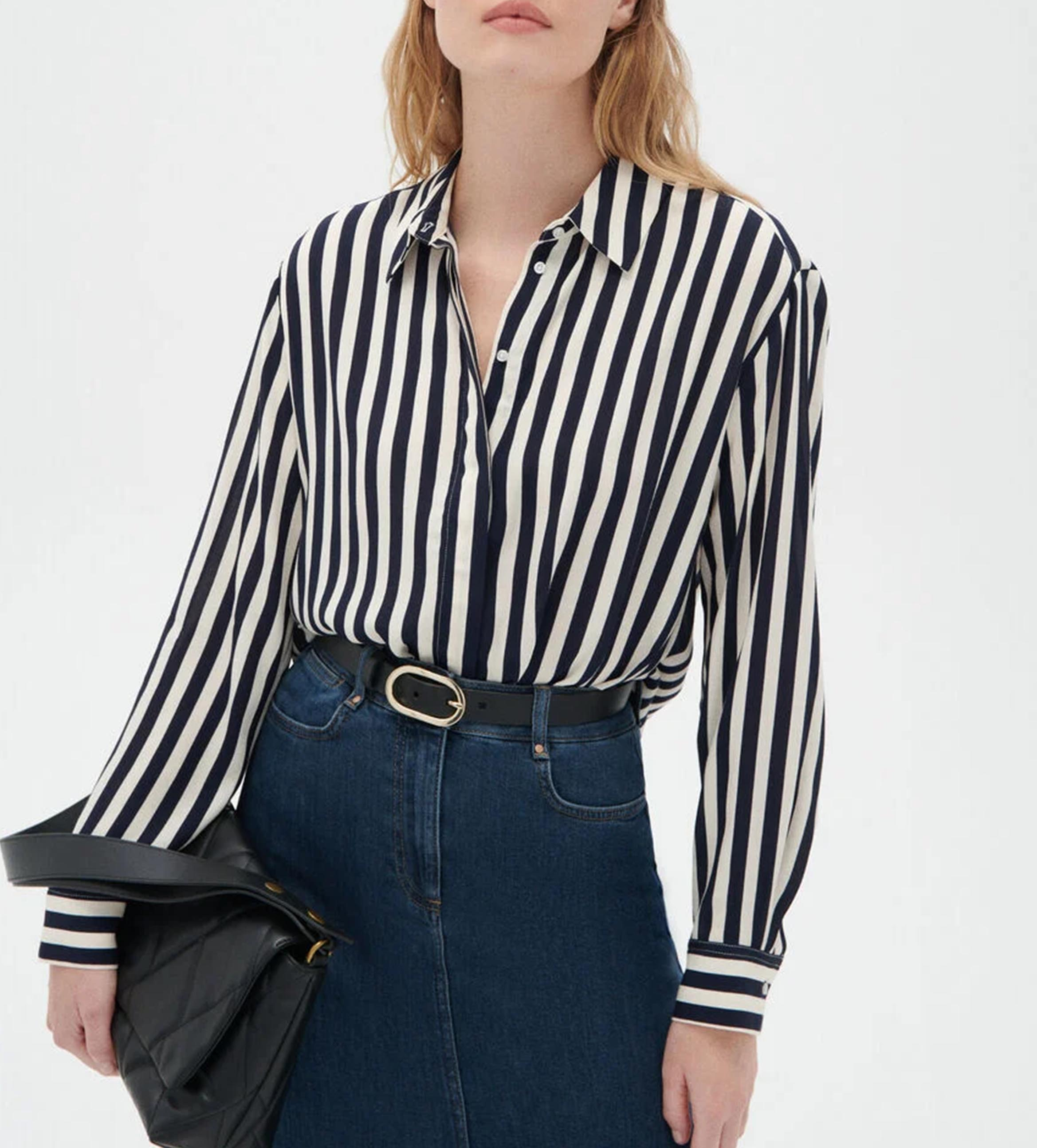 Chemise à rayures col classique CAROLL Bleu