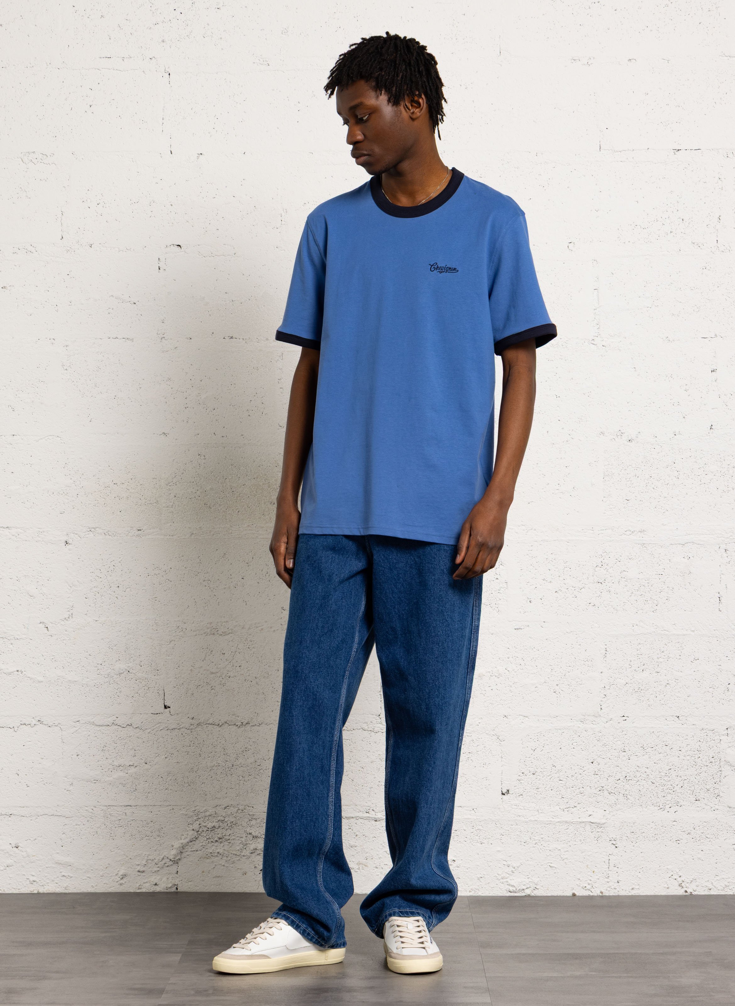 Straight screen-printed round-neck T-shirt CHEVIGNON Blue