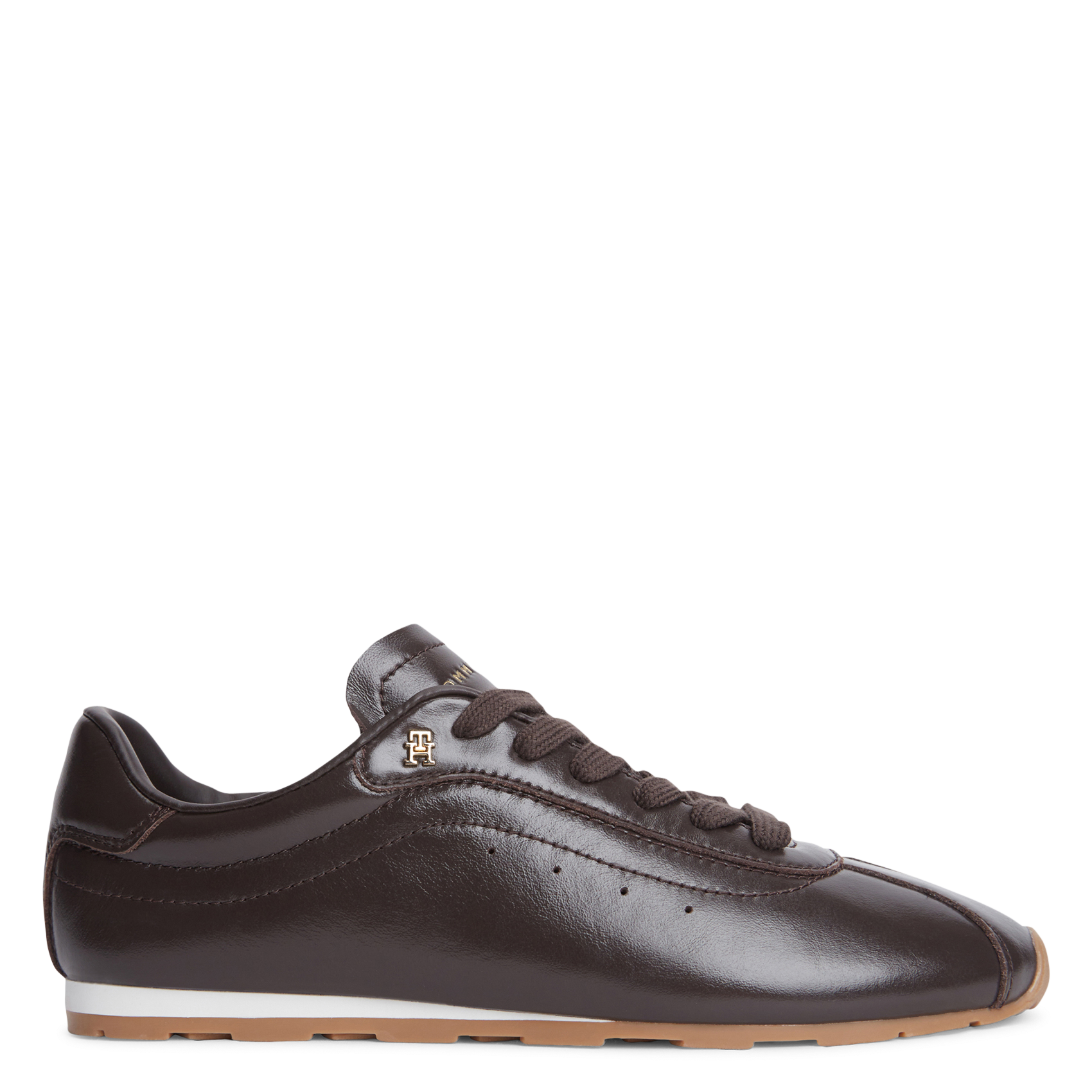 Leather low-top sneakers TOMMY HILFIGER Brown