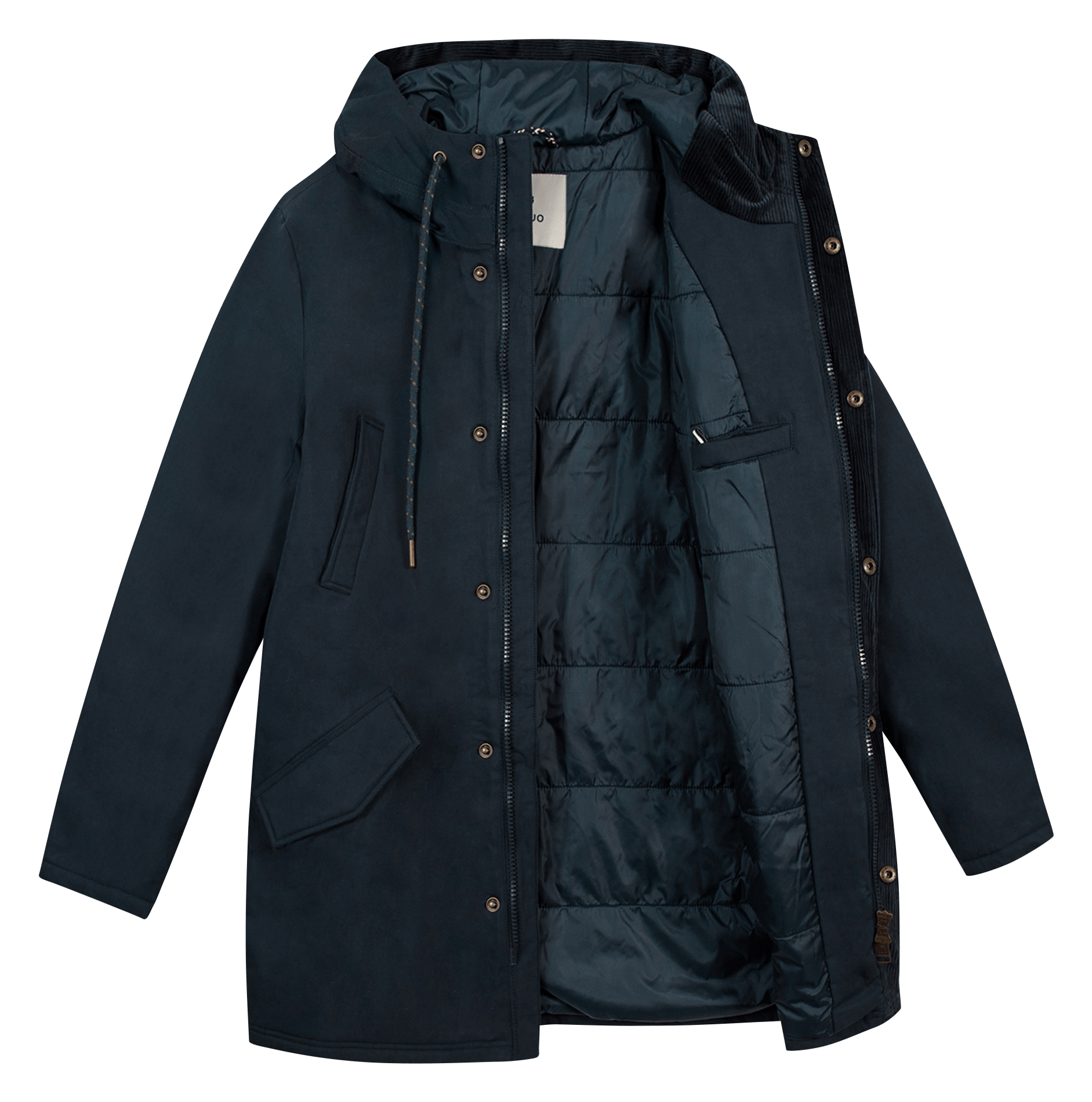 Parka mi-longue droite en coton mélangé FAGUO Bleu