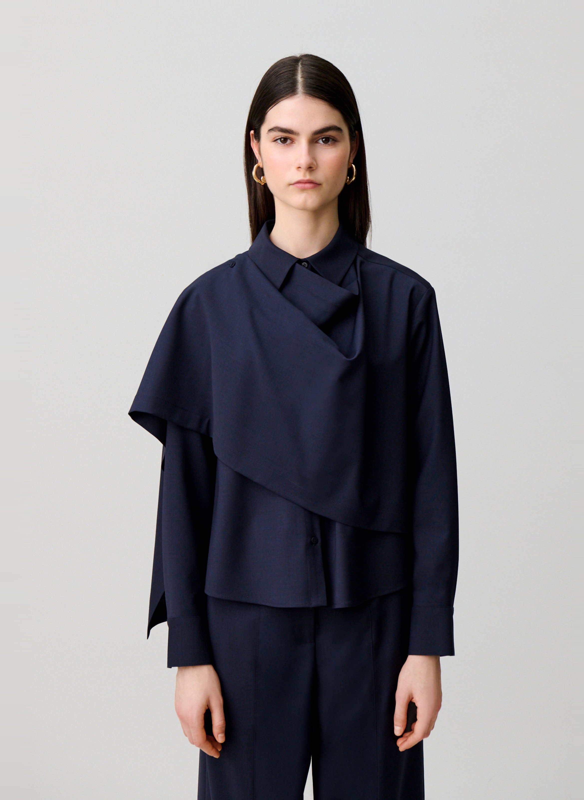 Oversized overhemd van gemengde wol CLAUDIE PIERLOT Blauw
