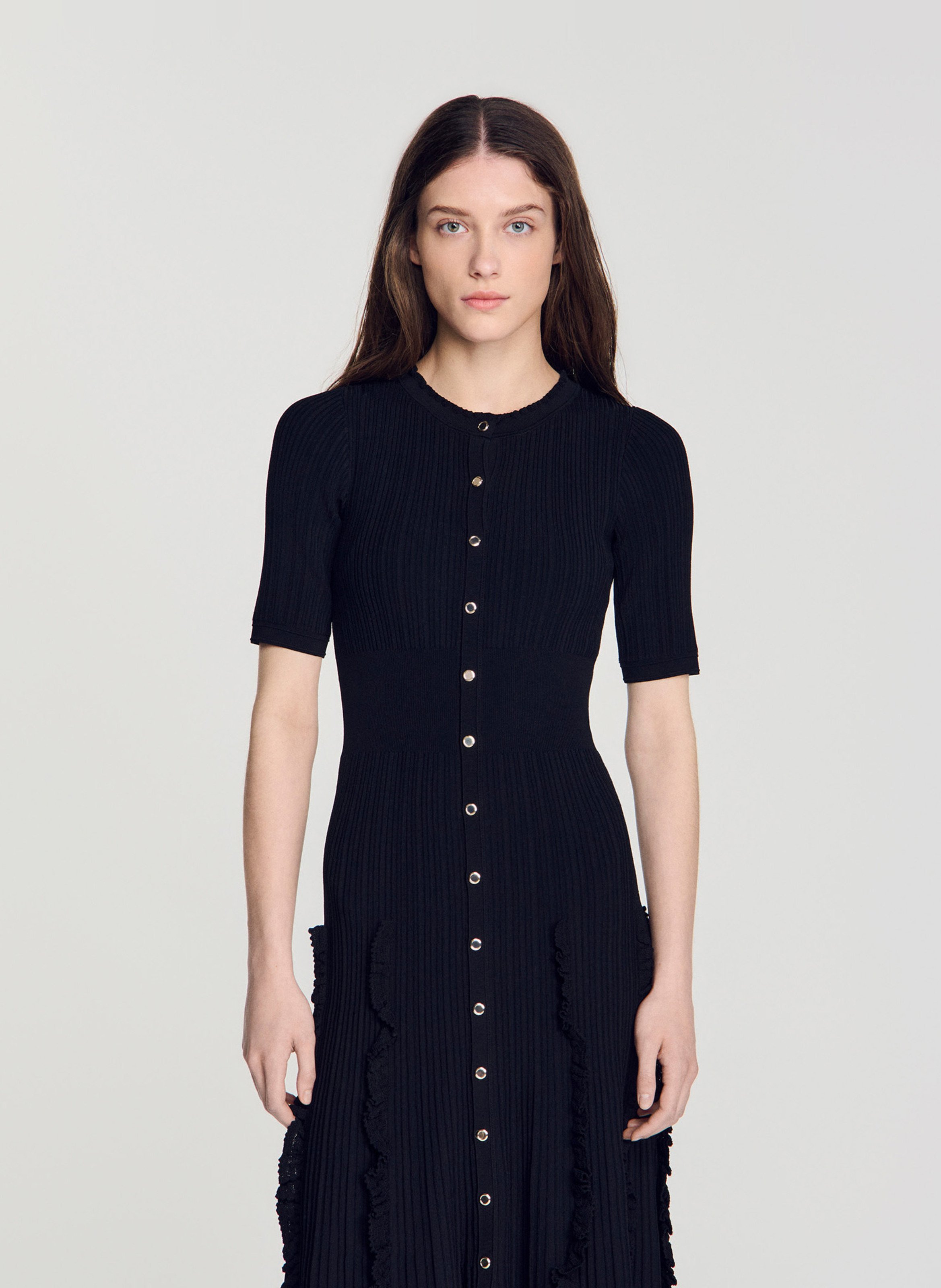 Robe longue en maille SANDRO Noir