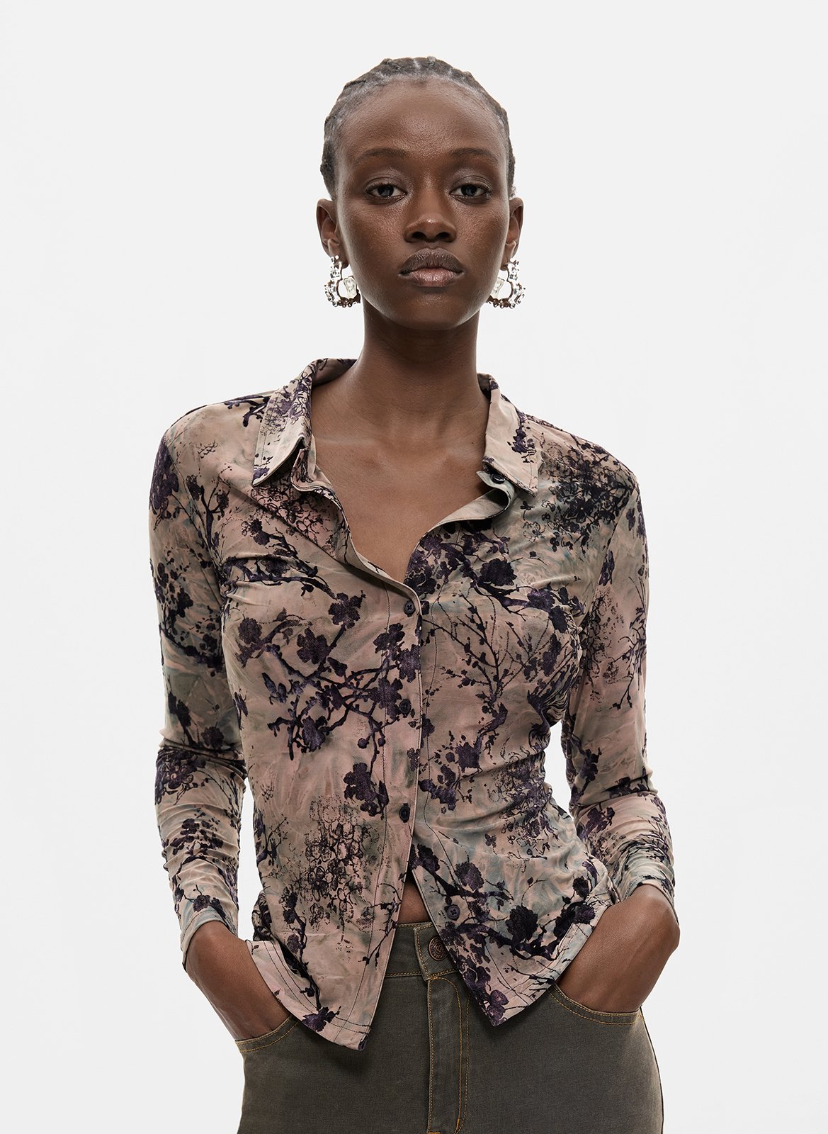 Getailleerd shirt met print DESIGUAL Zwart
