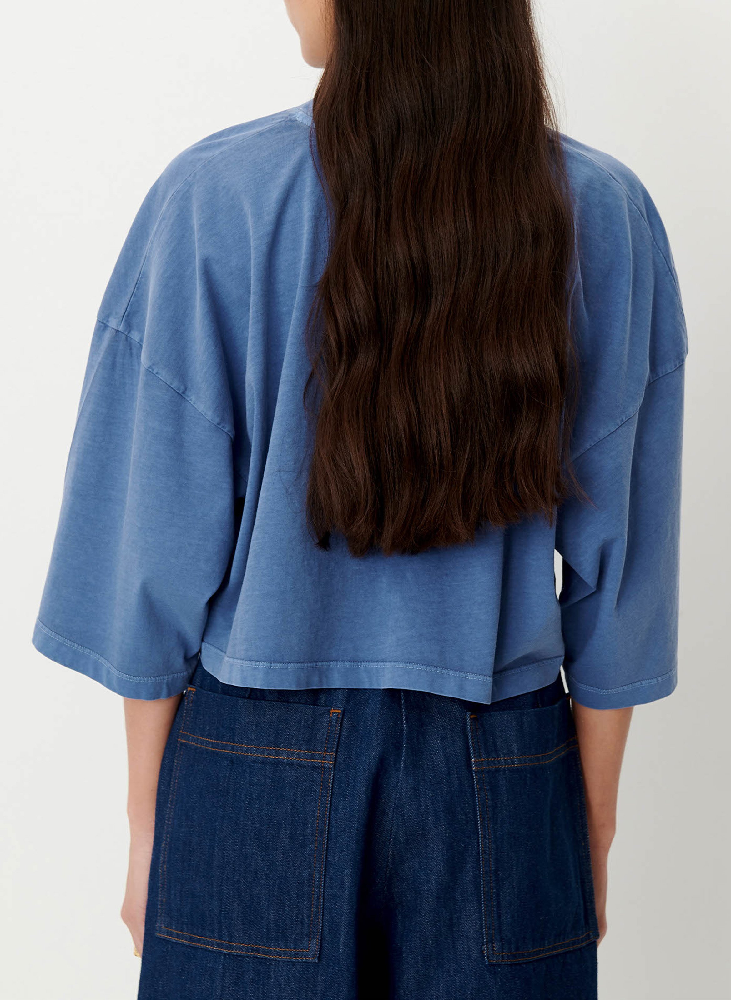Oversize round-neck cotton T-shirt SESSUN Blue