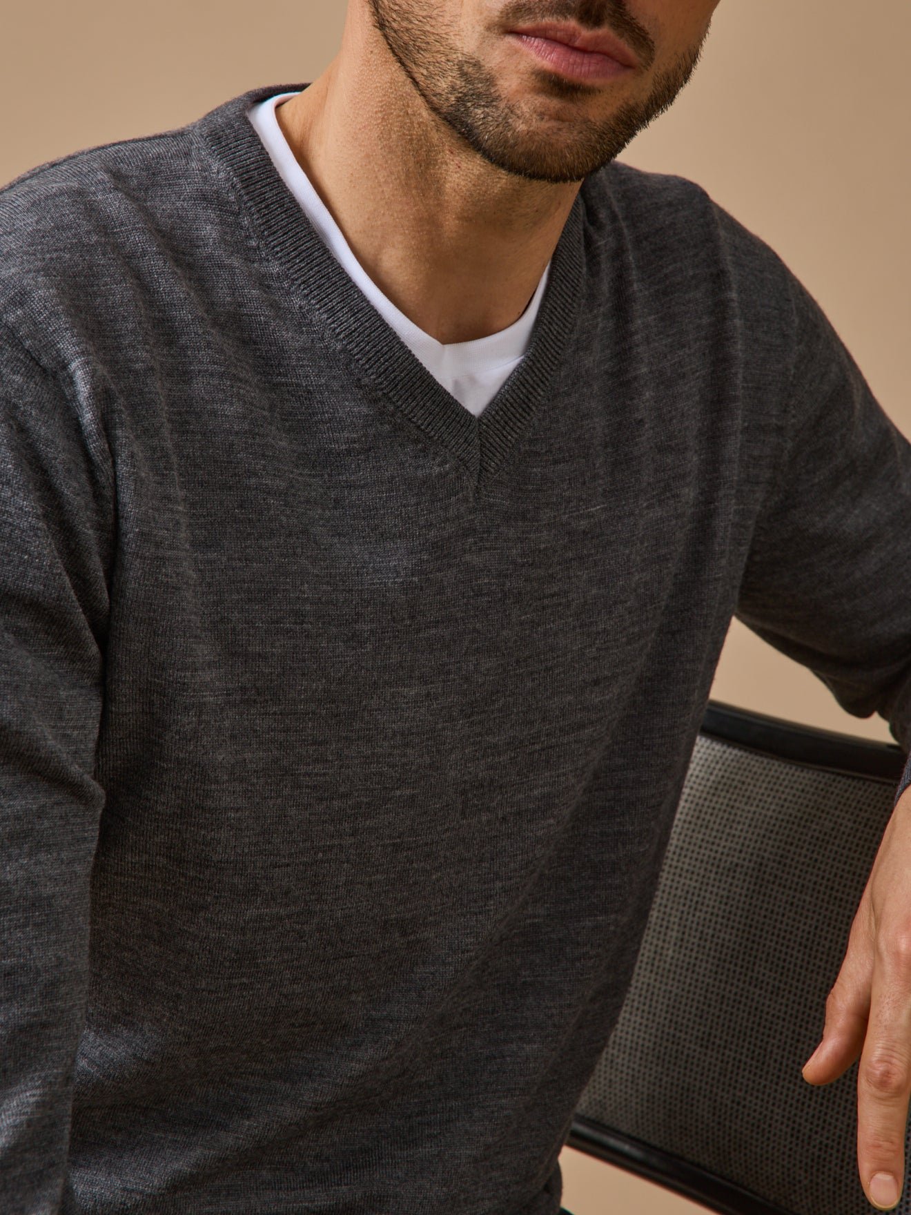Fine merino wool V-neck sweater CYRILLUS Grey
