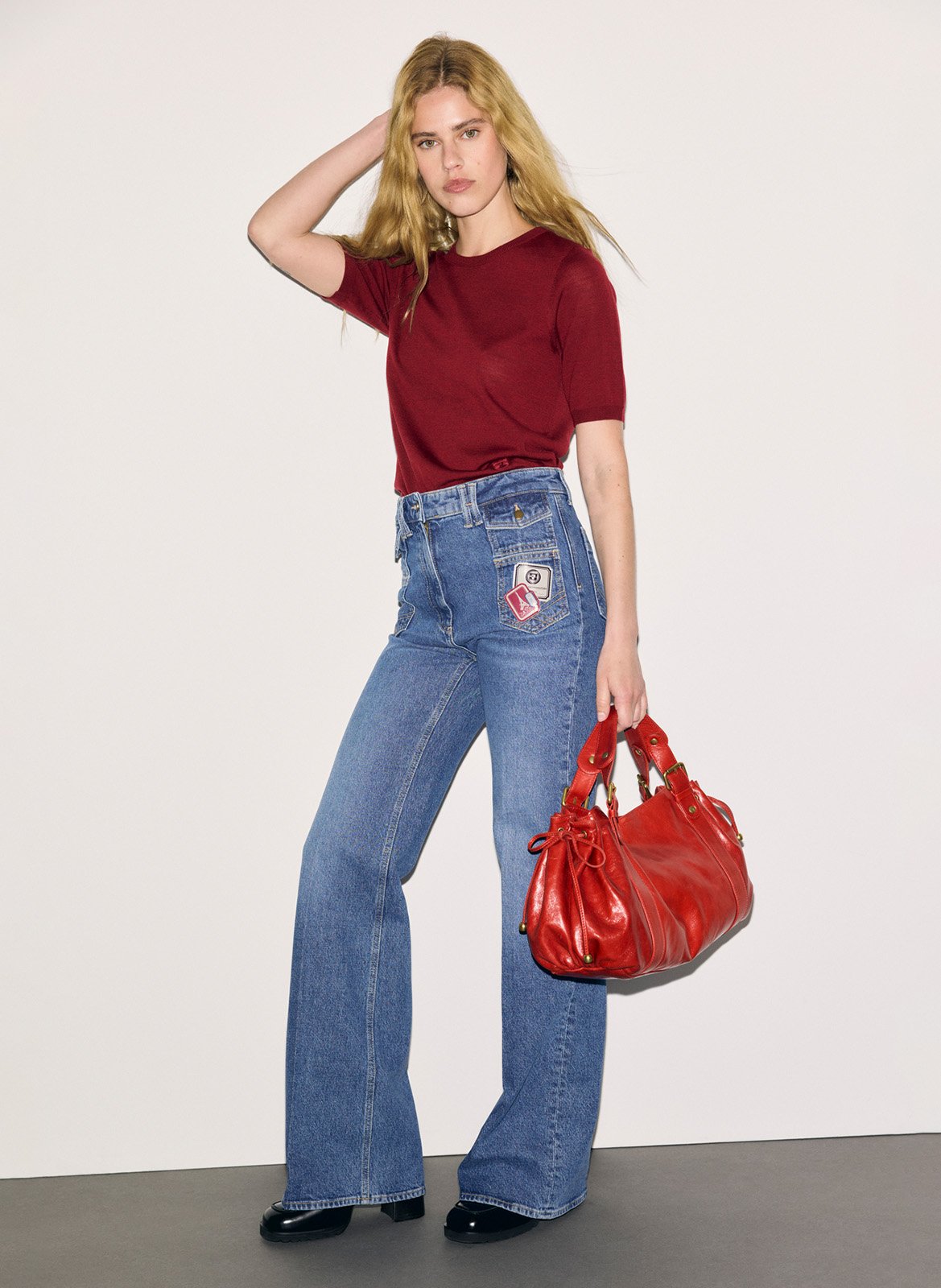 Kurzarm-Pullover aus Wolle. GERARD DAREL Rot